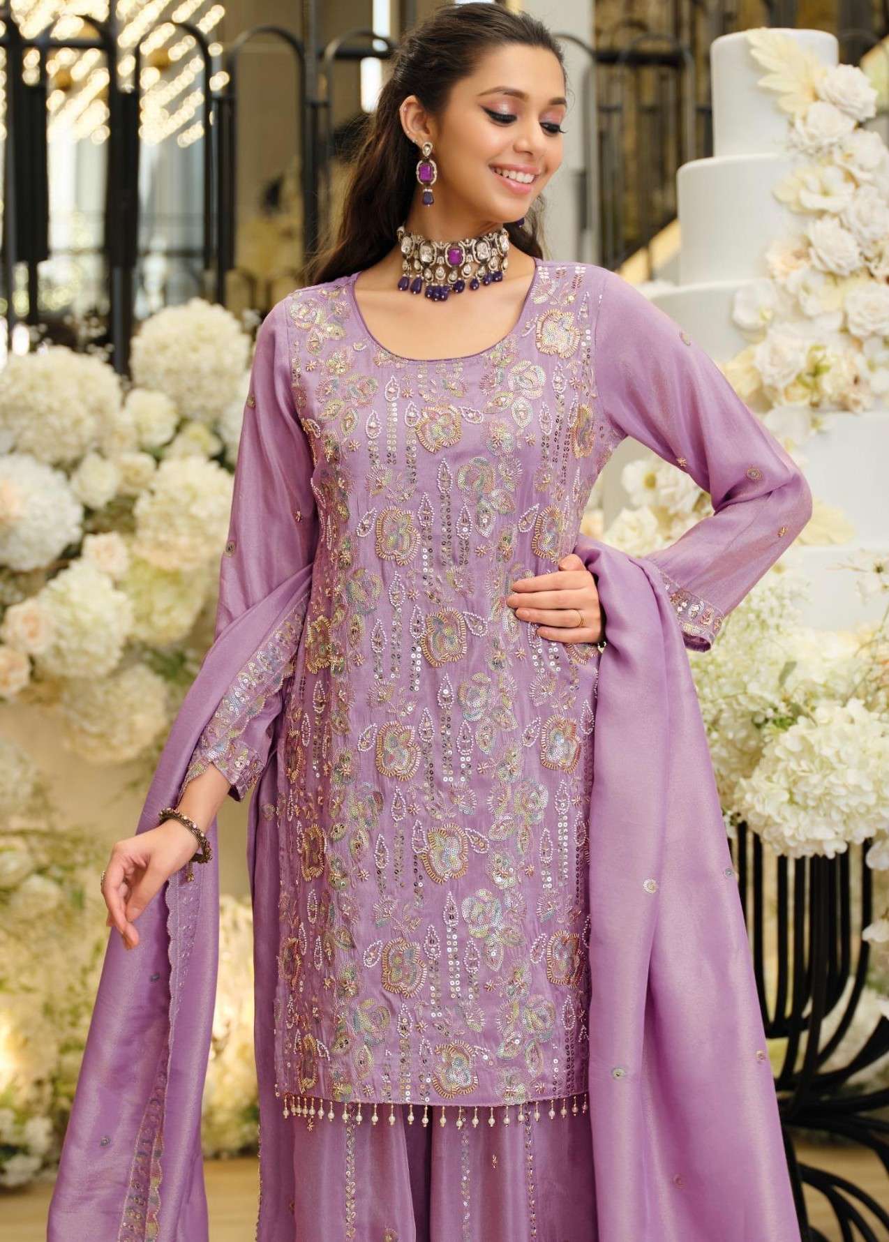 EBA LIFESTYLE JHALAK SHIMMER BEATS WORK READY TO WEAR PALAZZ...