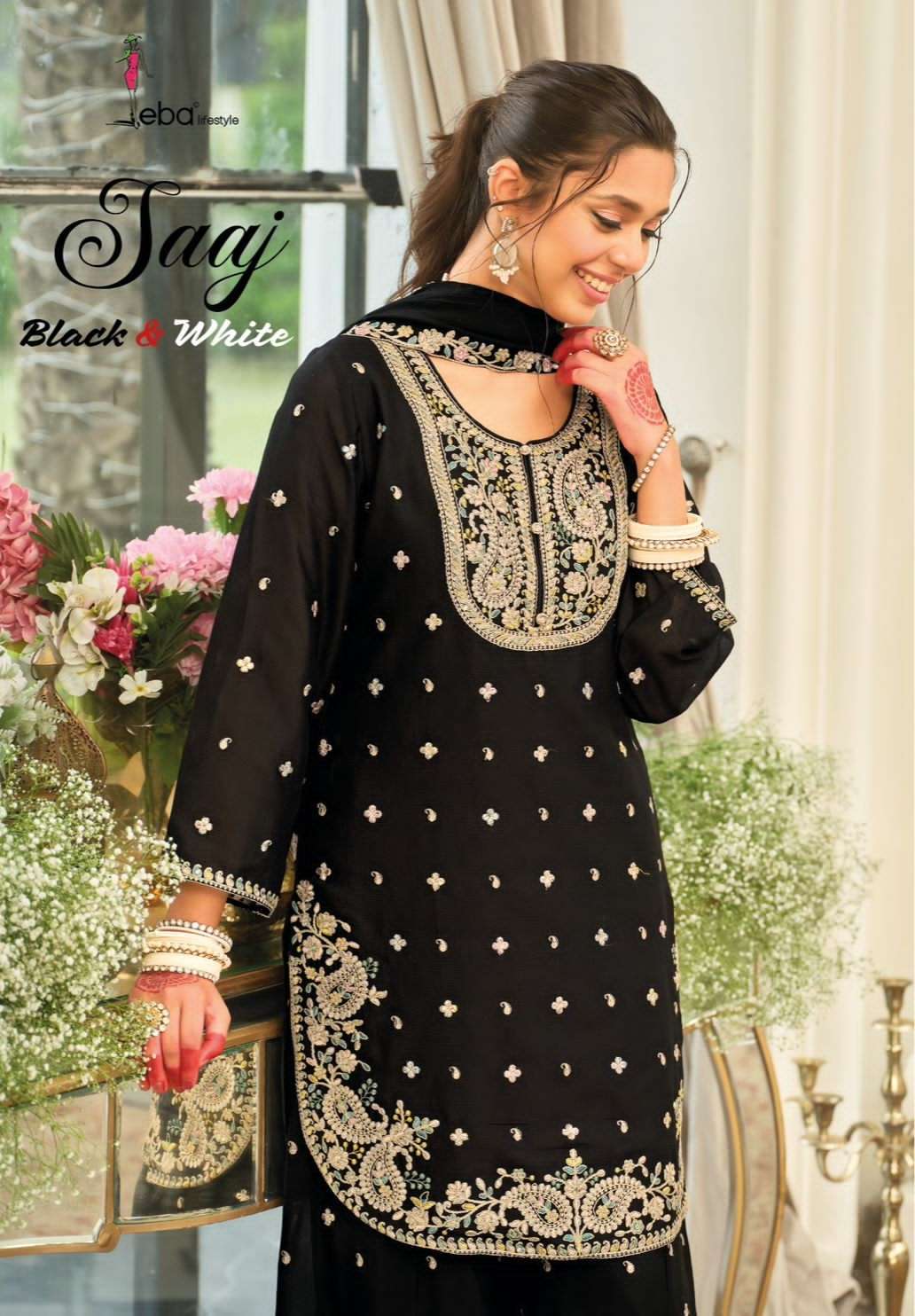 EBA LIFESTYLE SAAJ SHADI FUNCTION SPECIAL SHARARA SUIT BLACK...