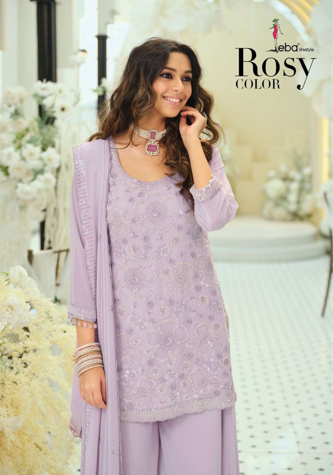EBA ROSY COLOR REAL GEORGETTE FABRIC EMBROIDERY SUIT IN WEST...