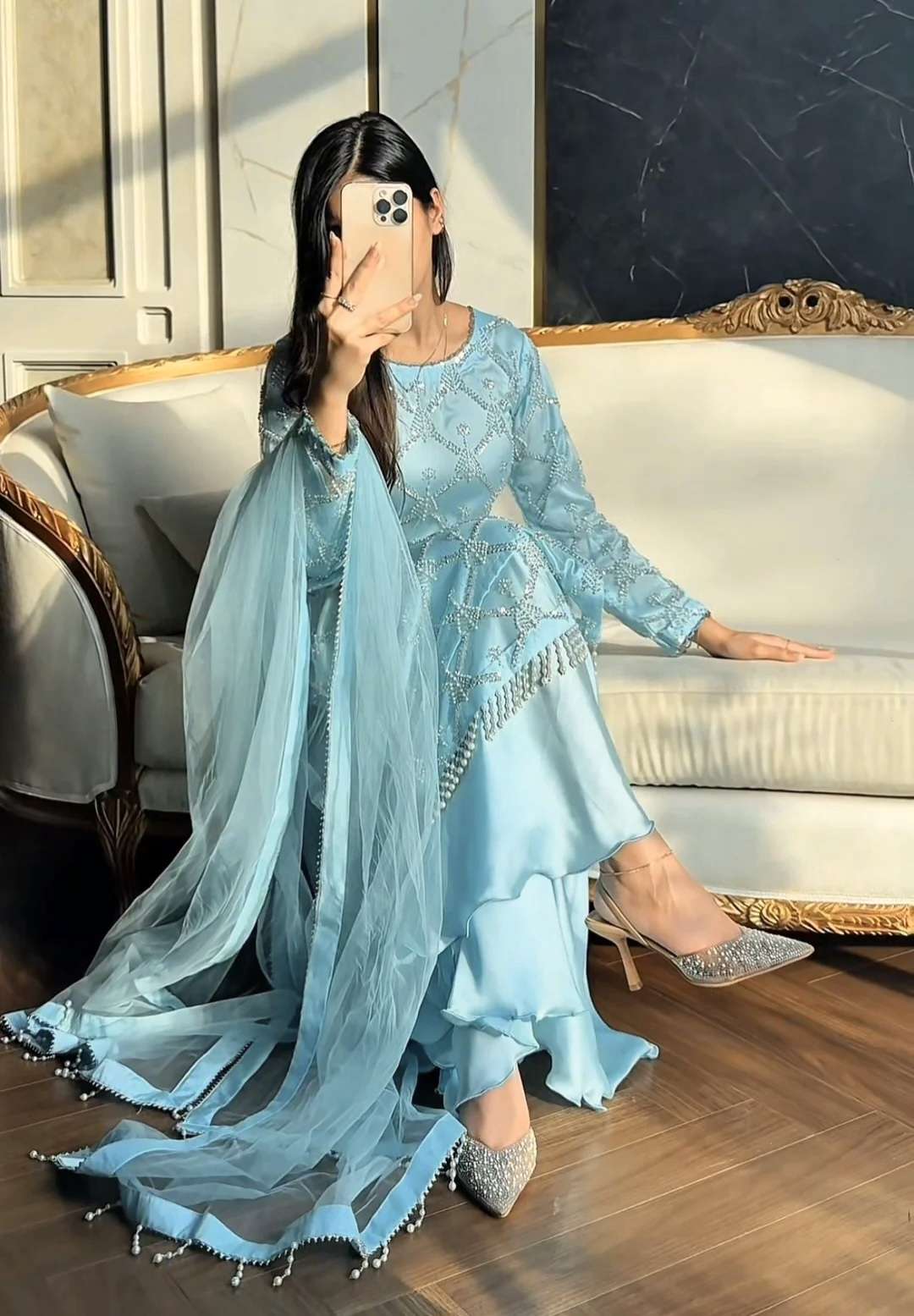 EID AND WEDDING SPECIAL HEAVY DESIGN PALAZZO SUIT READYMADE ...