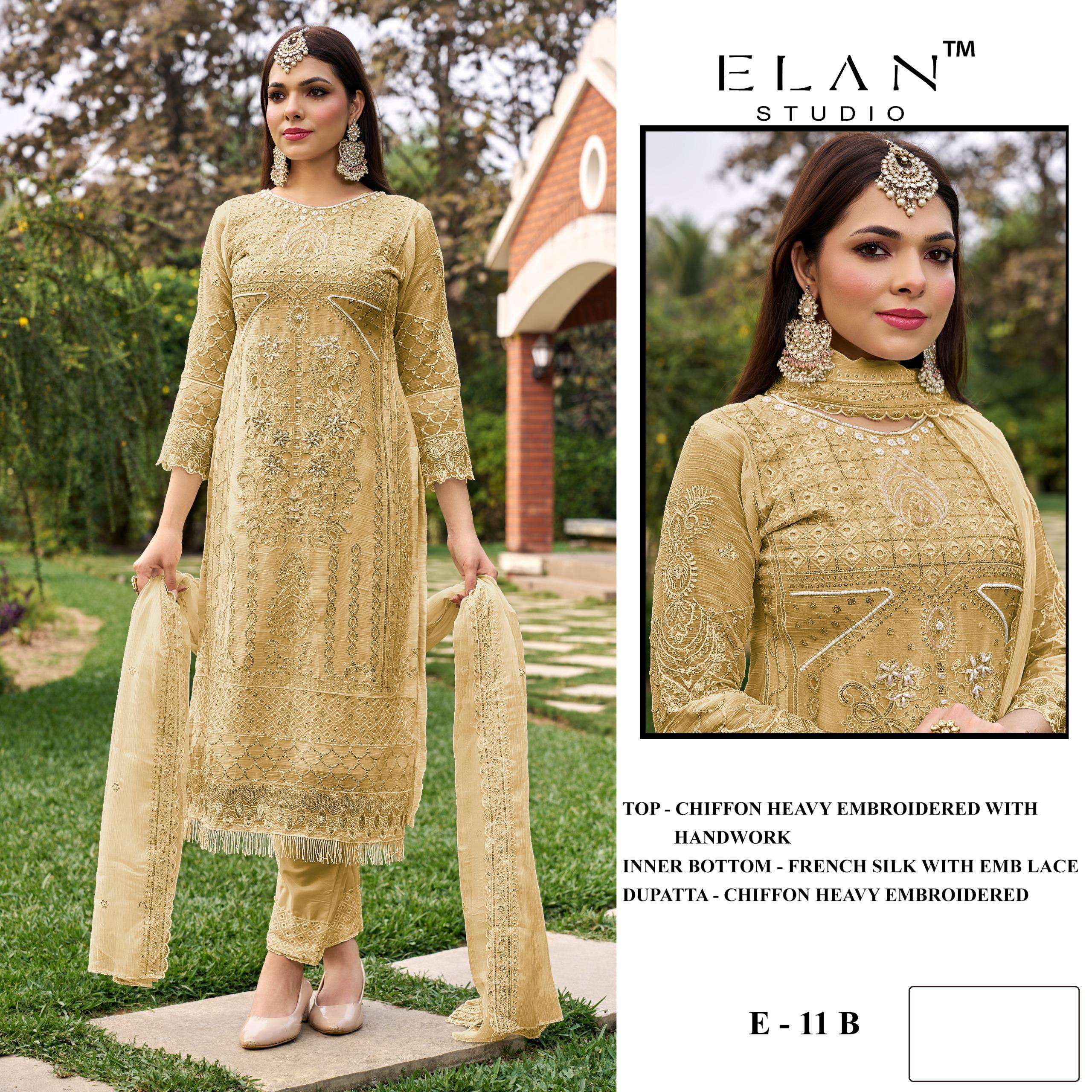 ELAN STUDIO E 11 CHIFFON HANDWORK HEAVY SUIT FOR MARRIGE MOR...