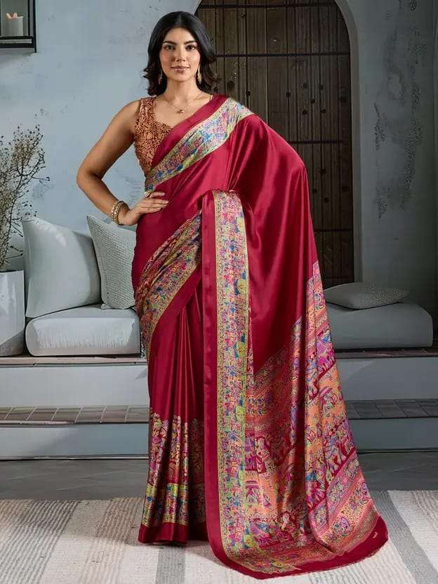 ELEGANCE IN SAREE PURE SATIN FABRIC REDEFINED AND COOL REGUL...