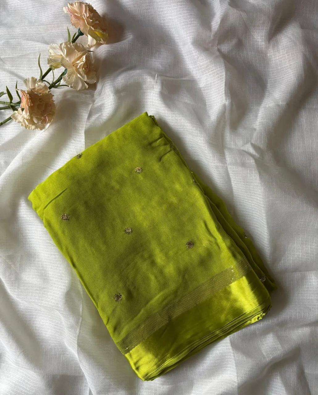 eleven move Satin Patta Pure Viscose Georgette With Fancy Se...