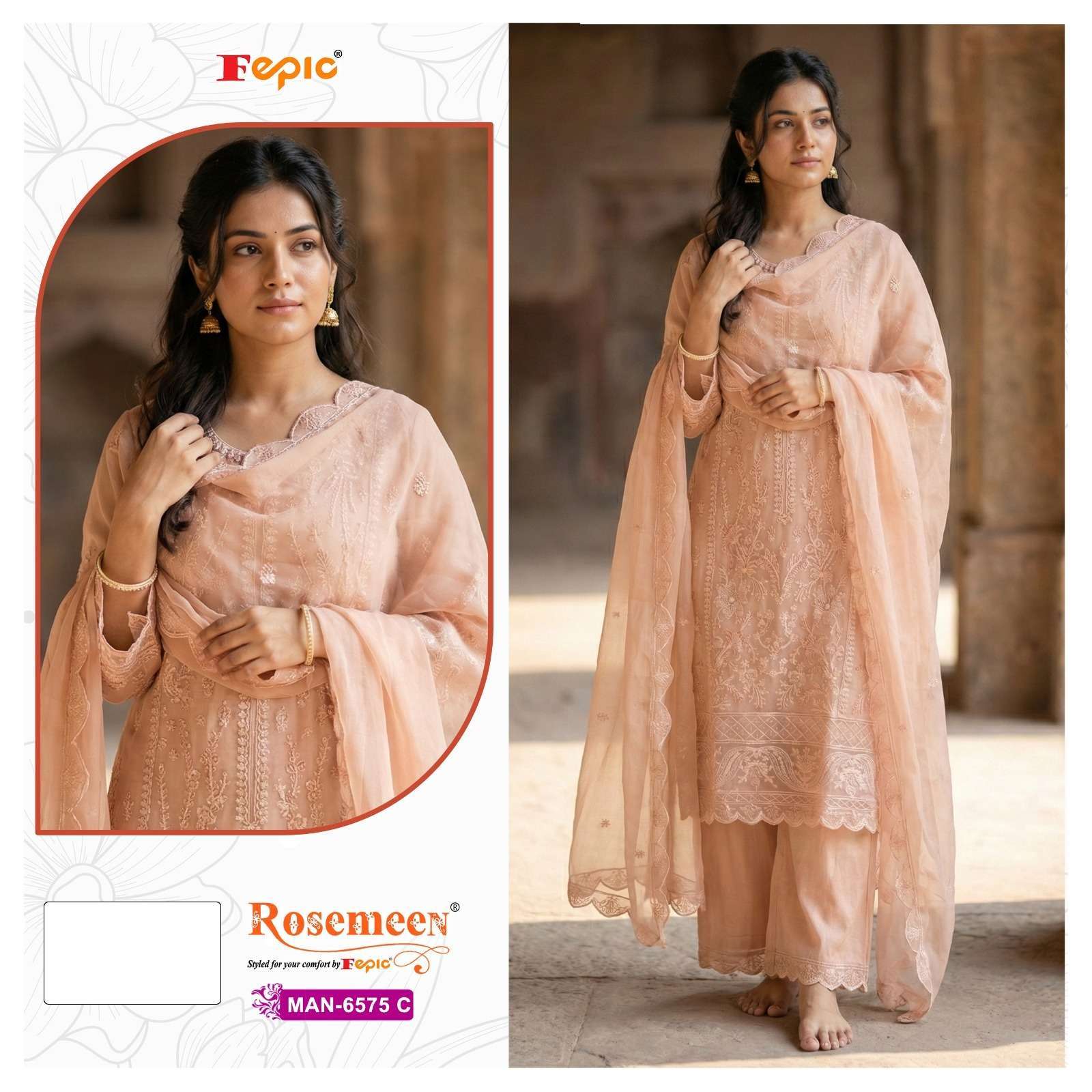 FEPIC SUITS MAN 6575 GEORGETTE PAKISTANI DRESS MATERIAL SUIT...
