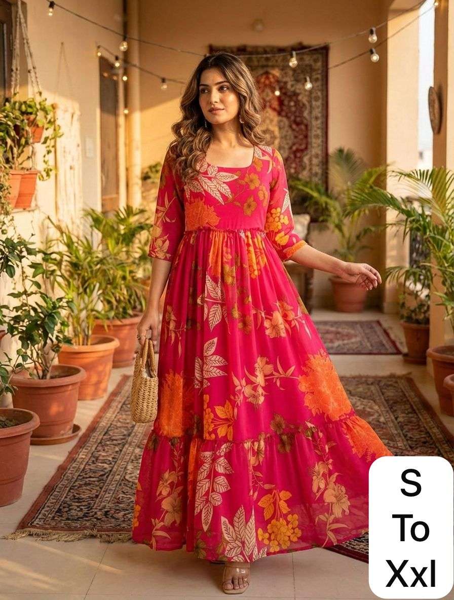 FESTIVAL SPECIAL GEORGETTE PINK GOWN COLLECTION SUPPLIER LAD...