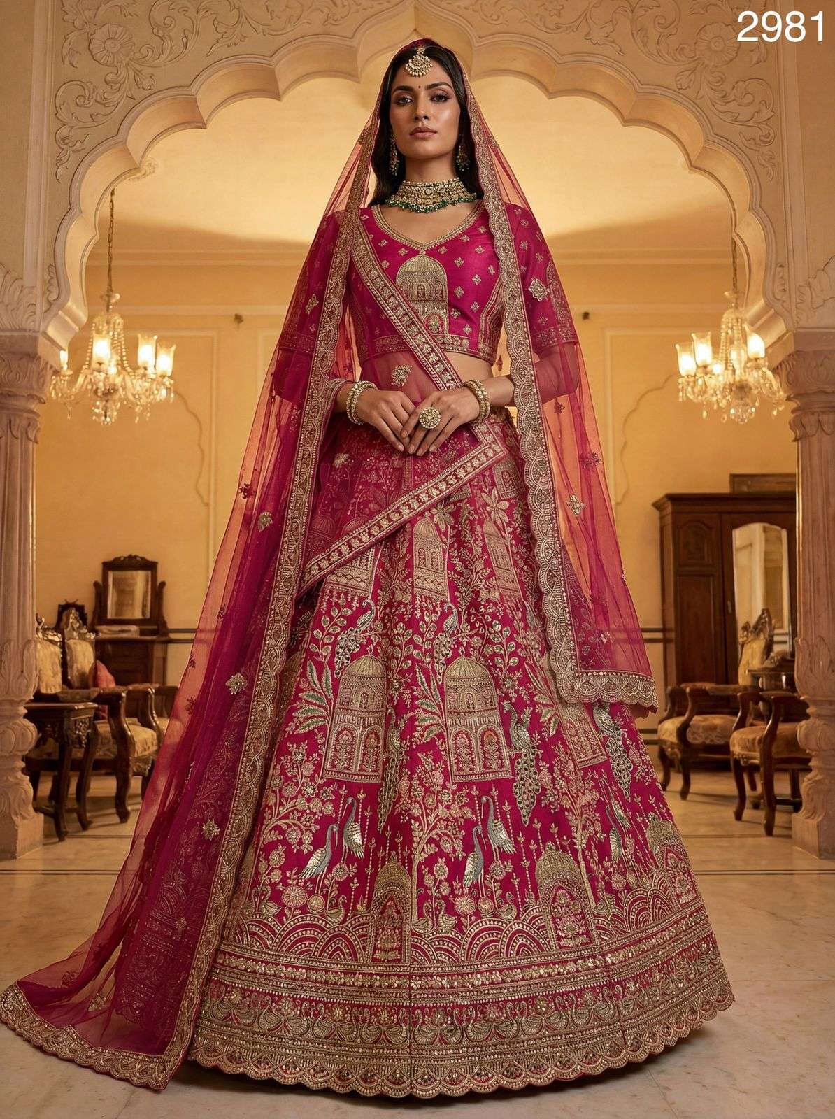 Gadhwal Silk fabric Premium Bridal Pattern Designer with Abs...