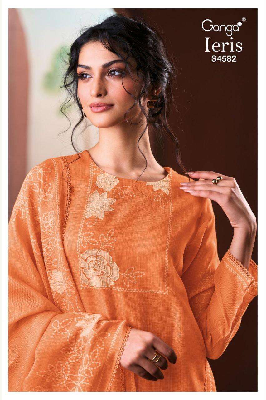 GANGA IERIS 4582 KOTA PRINTED SCHIFFLI EMBROIDERY SALWAR SUI...