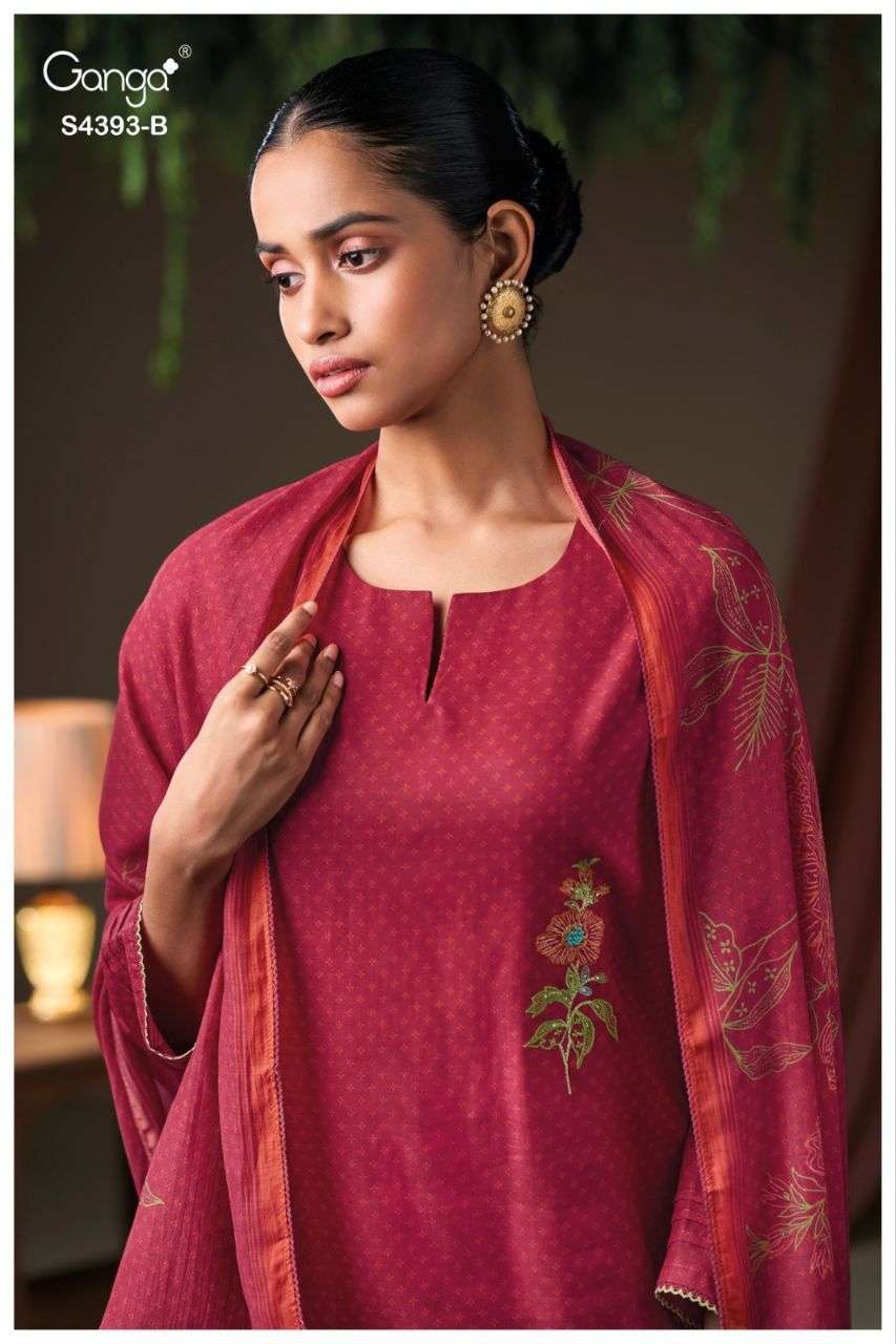 GANGA ILEIRA 4393 PREMIUM PURE MUL PRINTED WITH HAND DESIGN ...