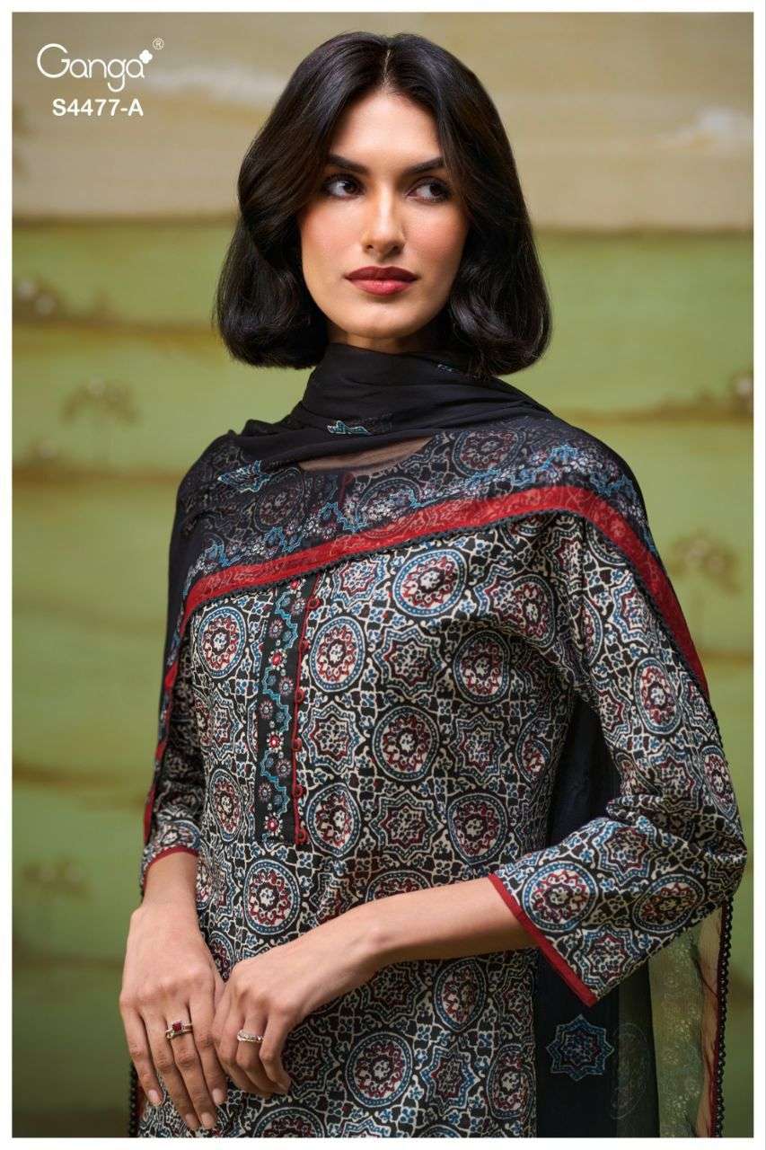 GANGA ISHREEN 4477 PREMIUM WEAR COTTON PRINTED HANDWORK SALW...
