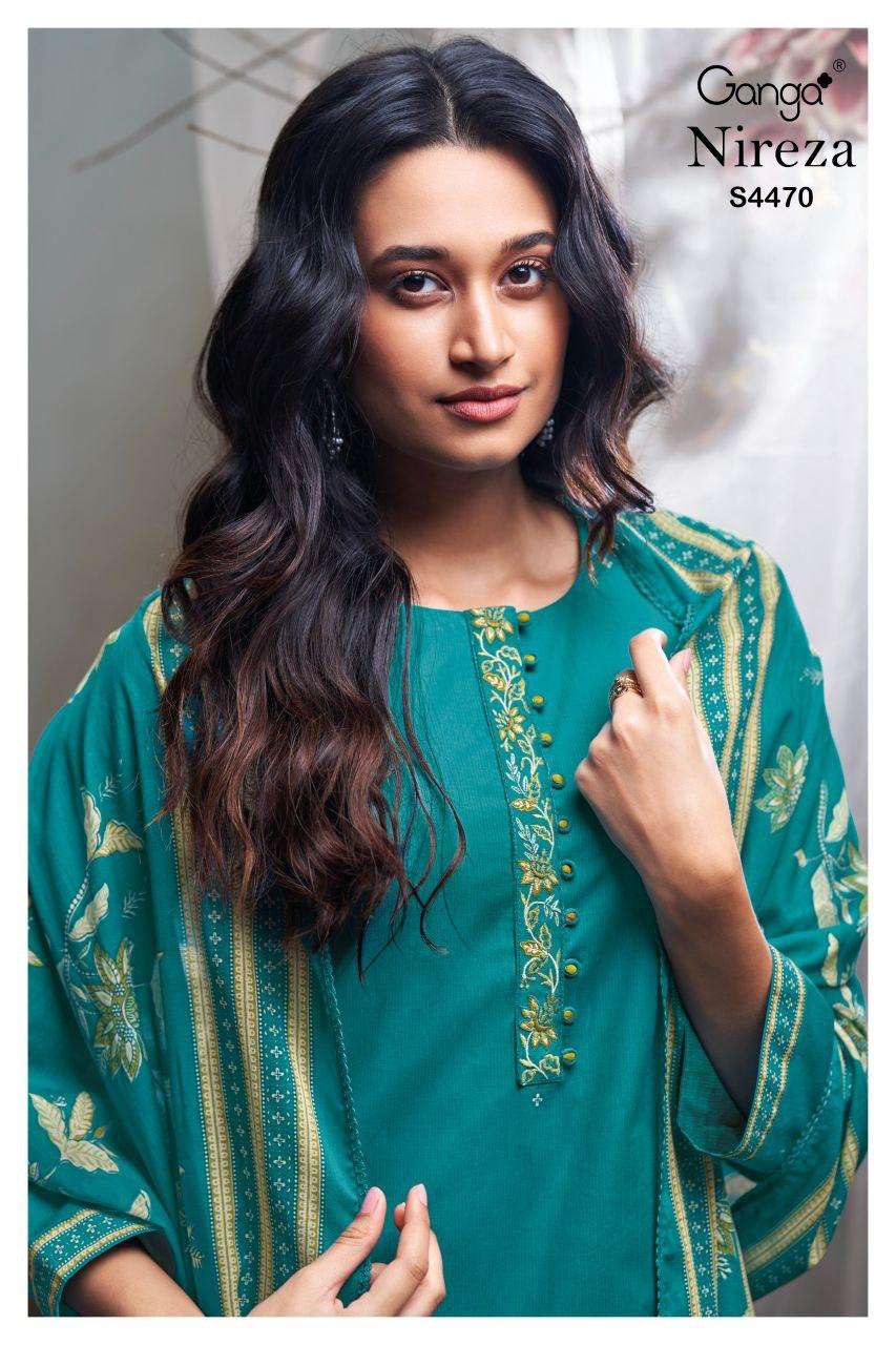 GANGA NIREZA 4470 COTTON PRINTED WITH EMBROIDERY SALWAR KAME...