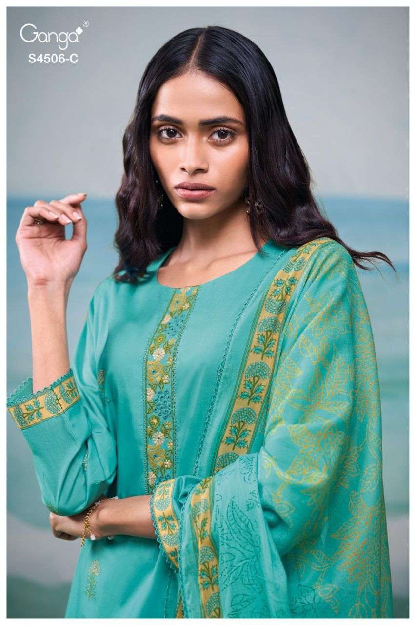GANGA SVEAA 4506 COTTON PRINTED WITH EMBROIDERY SALWAR SUIT ...