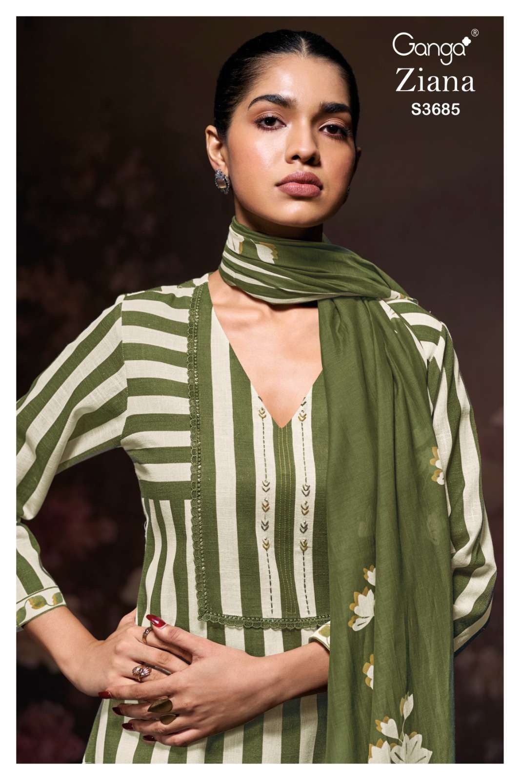 GANGA ZIANA 3685 PREMIUM WEAR COTTON LINEN SUIT AT WHOLESALE...