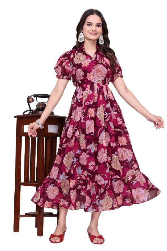 GEORGETTE LONG MARI DRESS FOR GIRL CLASS AND OFFICE TYLE DEA...