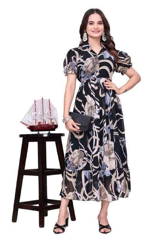 GEORGETTE LONG MARI DRESS FOR GIRL ONE PIECE FASHION SUPPLIE...
