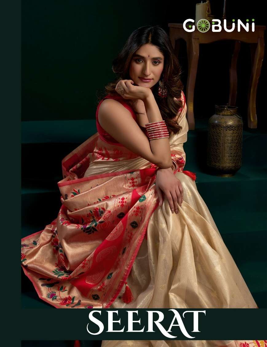 Gobuni Seerat 3401 To 3406 Tissue Paithani fabric mina with...