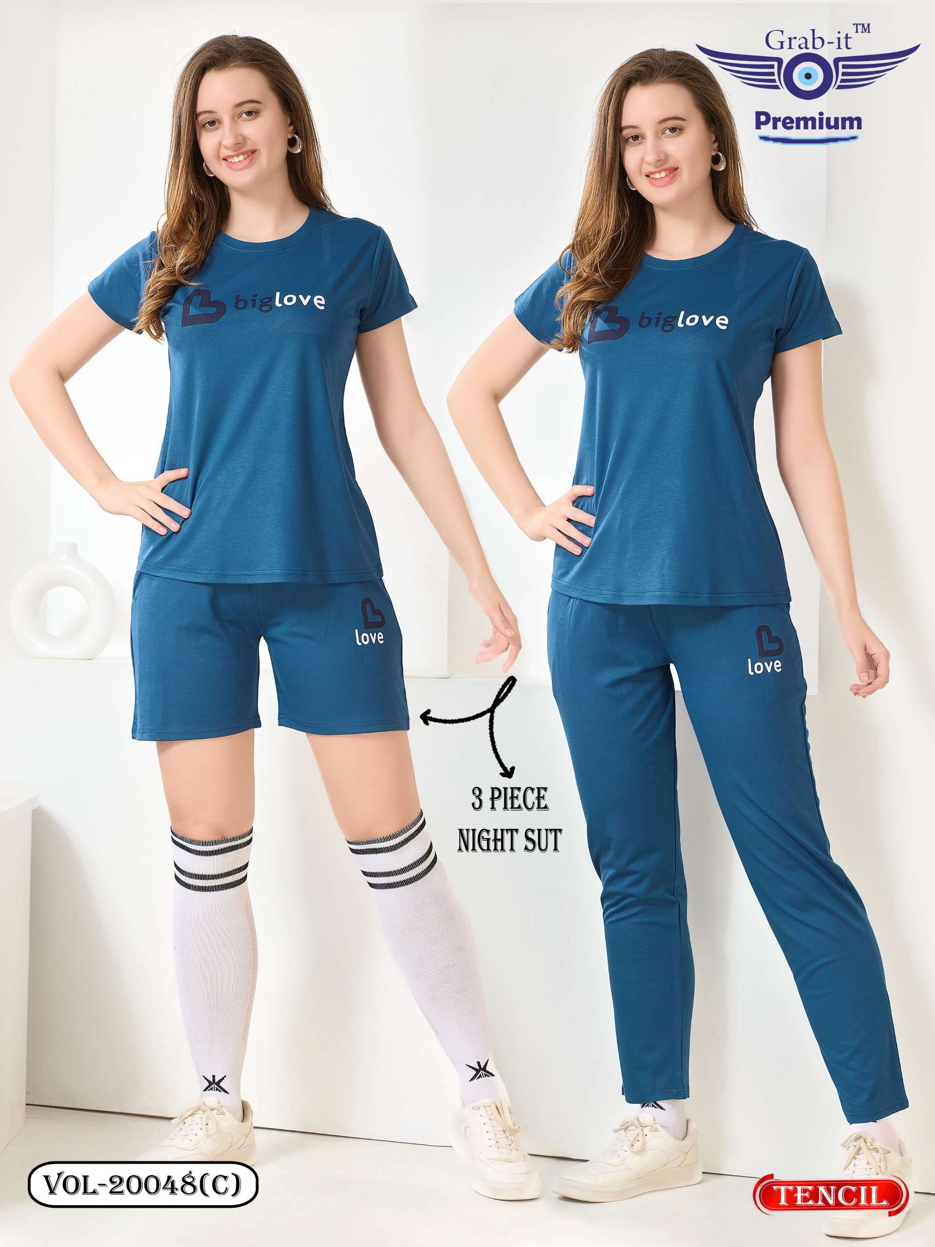 GRAB IT PREMIUM VOL 20048 TENCIL 3 PIECE NIGHT SUIT FANCY AN...
