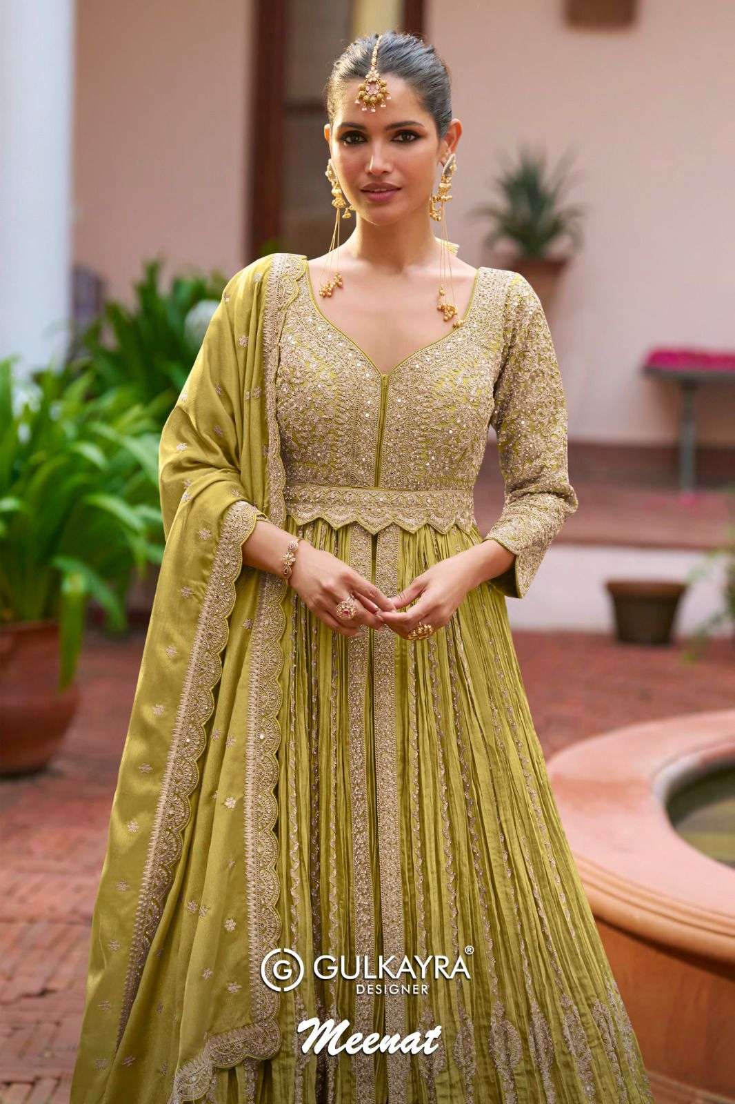 GULKAYRA DESIGNER MEENAT REAL CHINON HEAVY EMBROIDERY GOWN D...