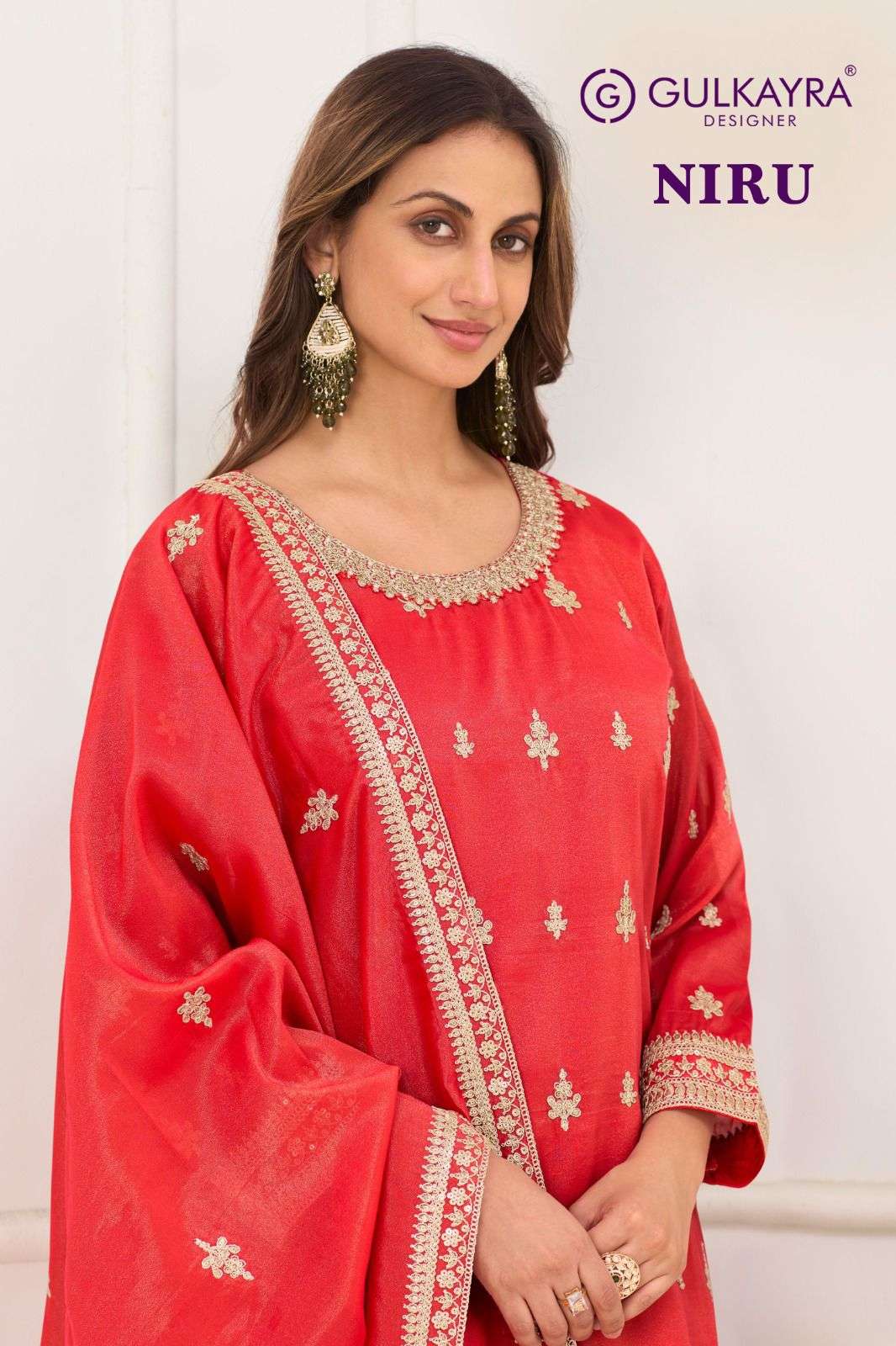 GULKAYRA DESIGNER NIRU REAL SIMAR SILK EMBROIDERY PALAZZO SU...
