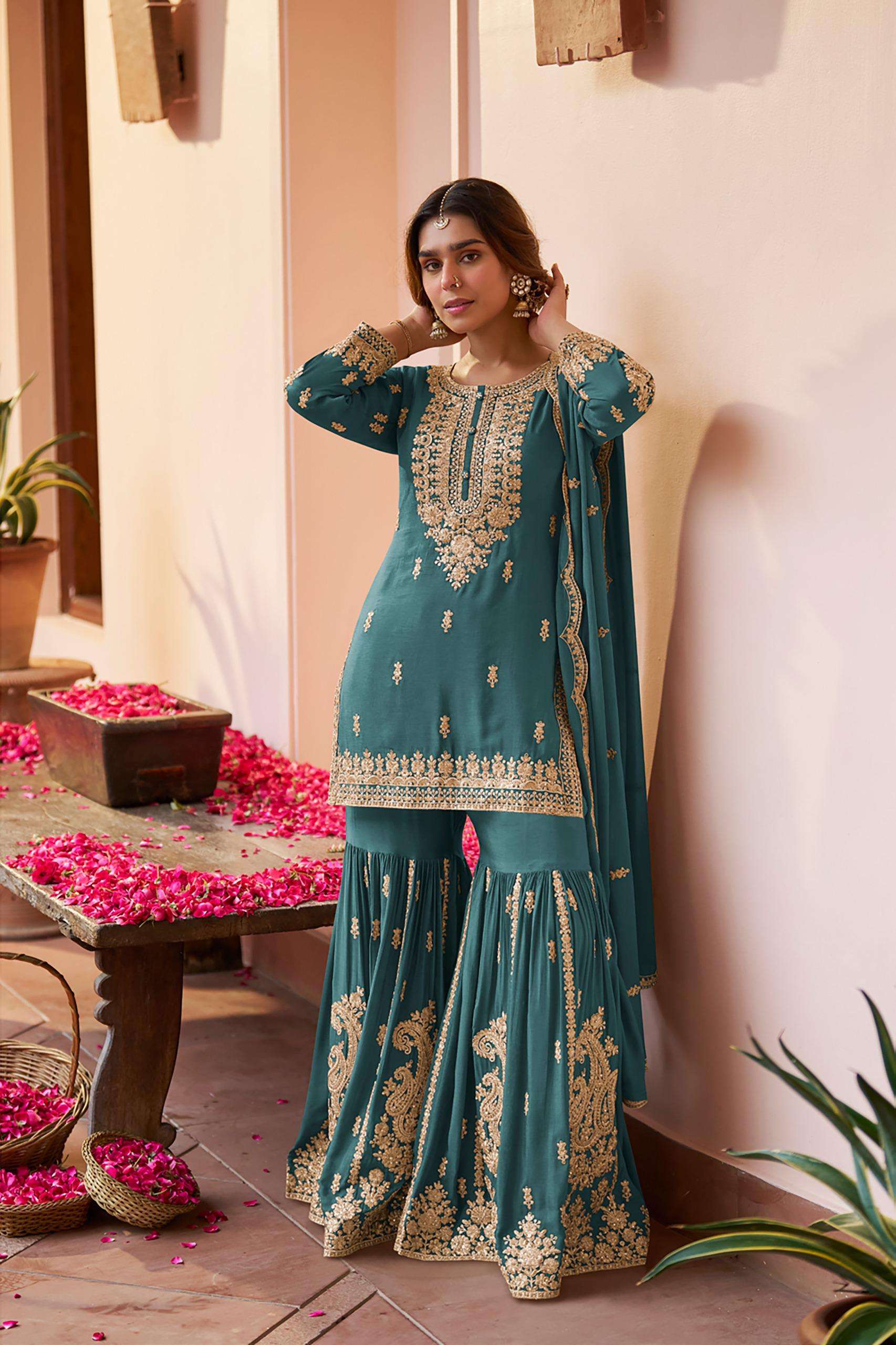 GULKAYRA DESIGNER PURVA REAL CHINON FABRIC READYMADE CLASSIC...