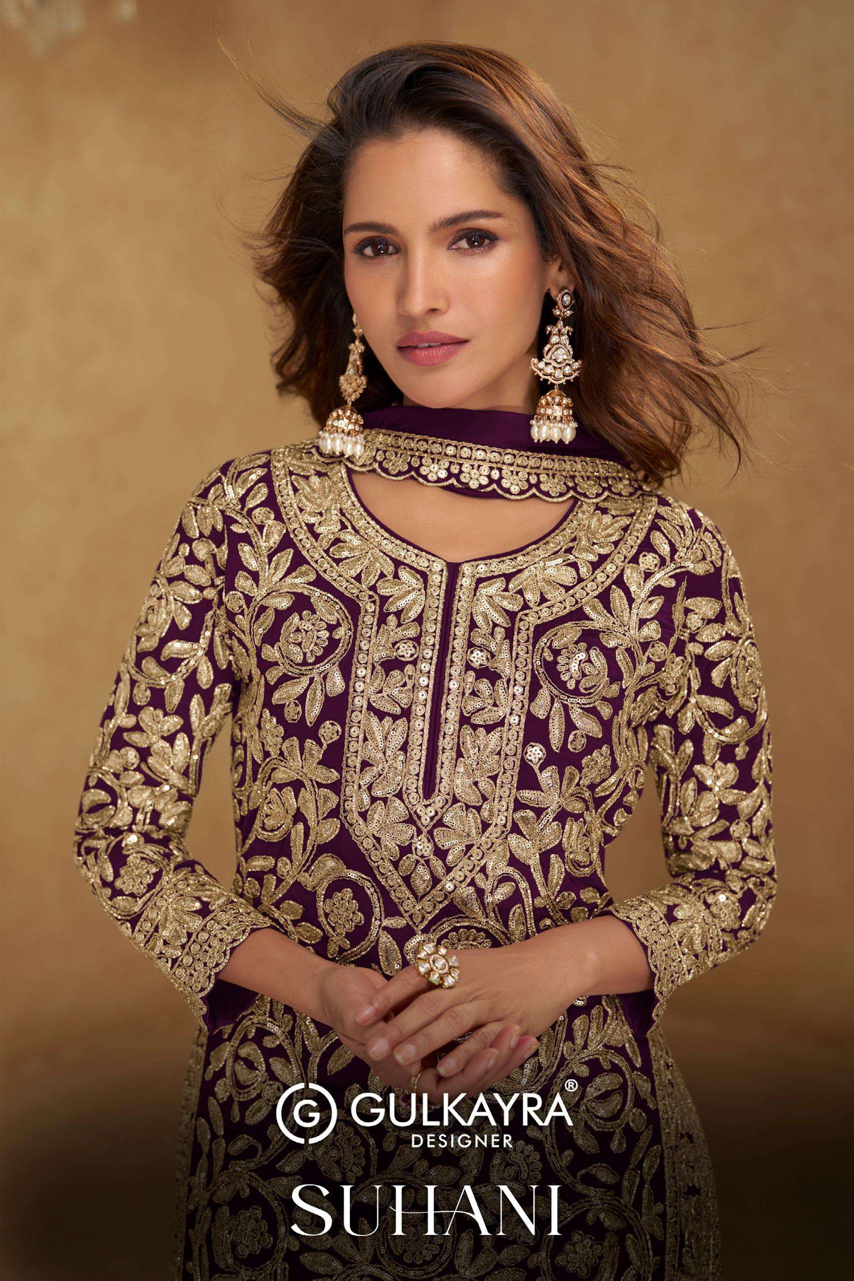 GULKAYRA DESIGNER SUHANI REAL GEORGETTE HEAVY WORK KURTI PAL...