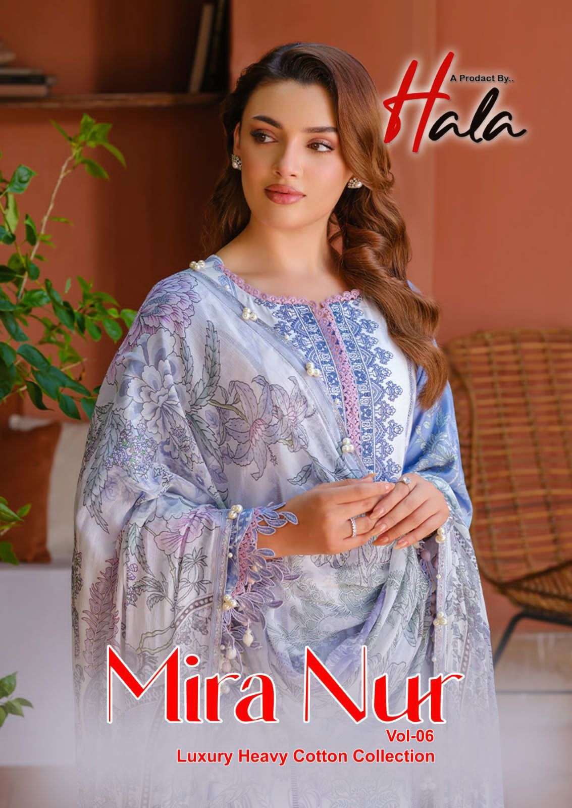 HALA MIRA NUR VOL 6 DESIGNER PRINTED COTTON FABRIC PAKISTANI...