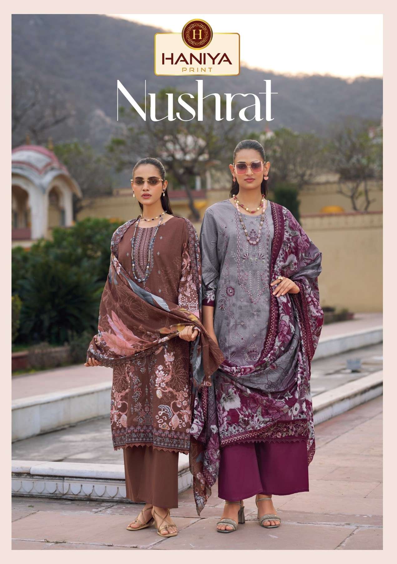 HANIYA PRINT NUSHRAT PURE COTTON FABRIC FLOWER PRINT SUIT CO...