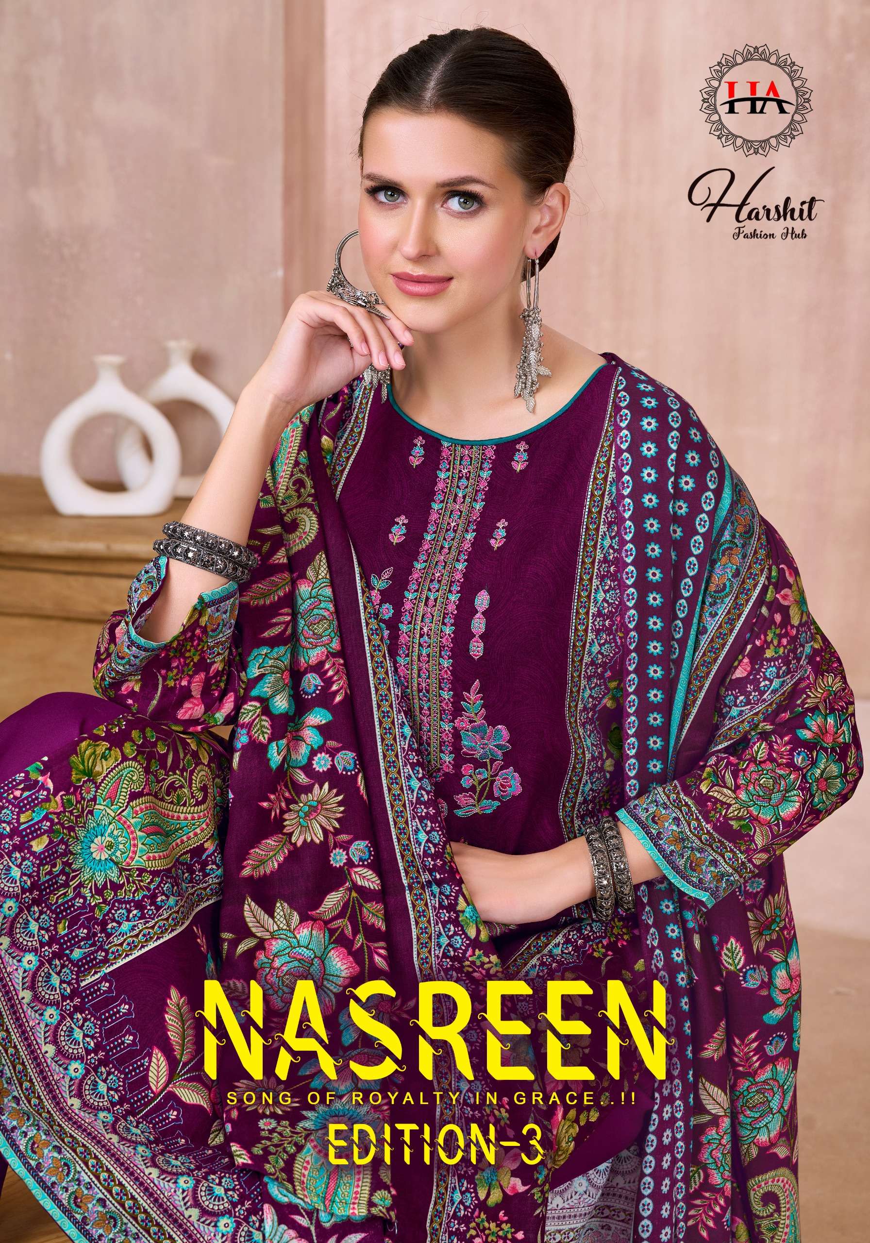 HARSHIT FASHION NASREEN VOL 3 RAYON FANCY PRINT SALWAR KAMEE...