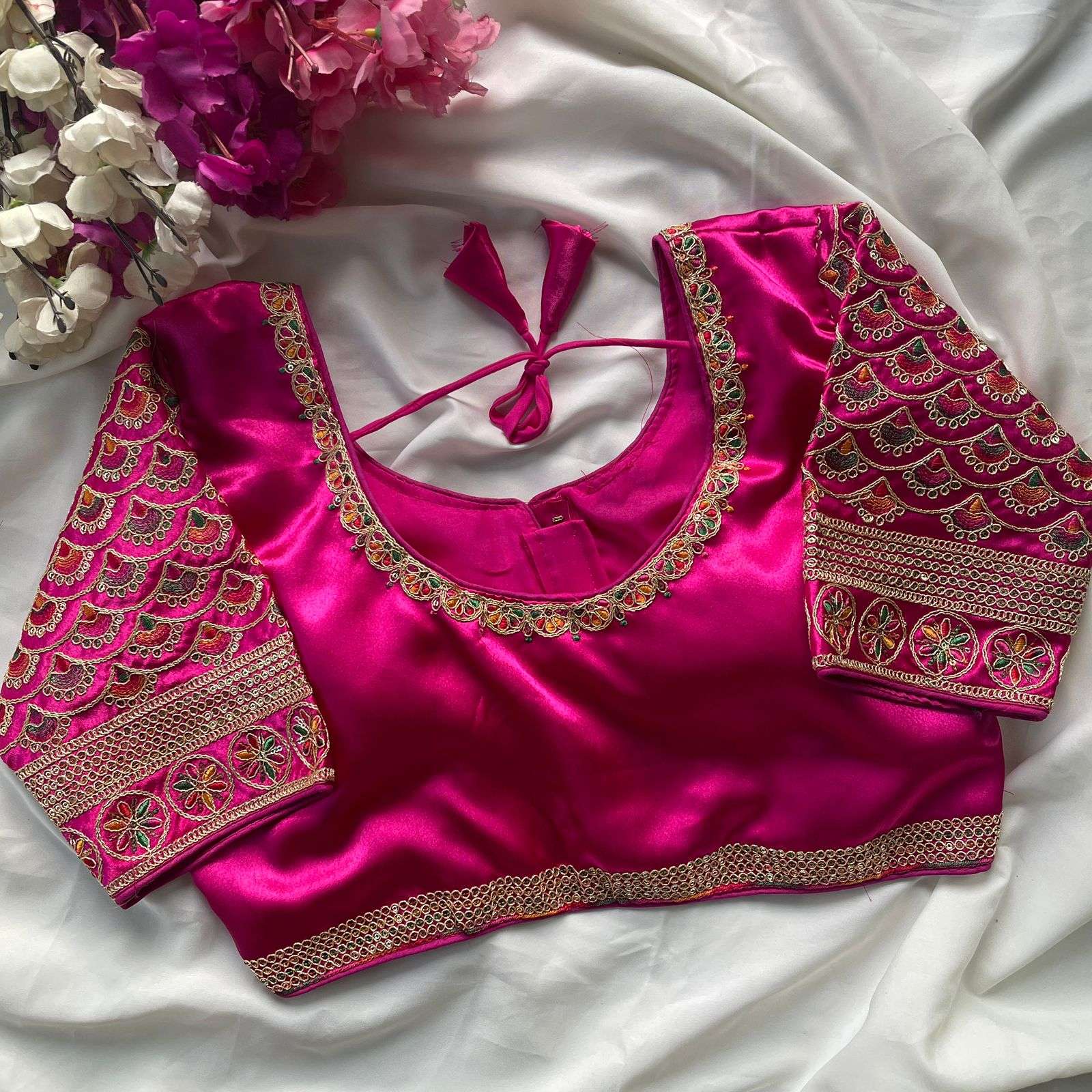 Heavy Embroidery Pure Moss silk fabric Beautiful Work bridal...