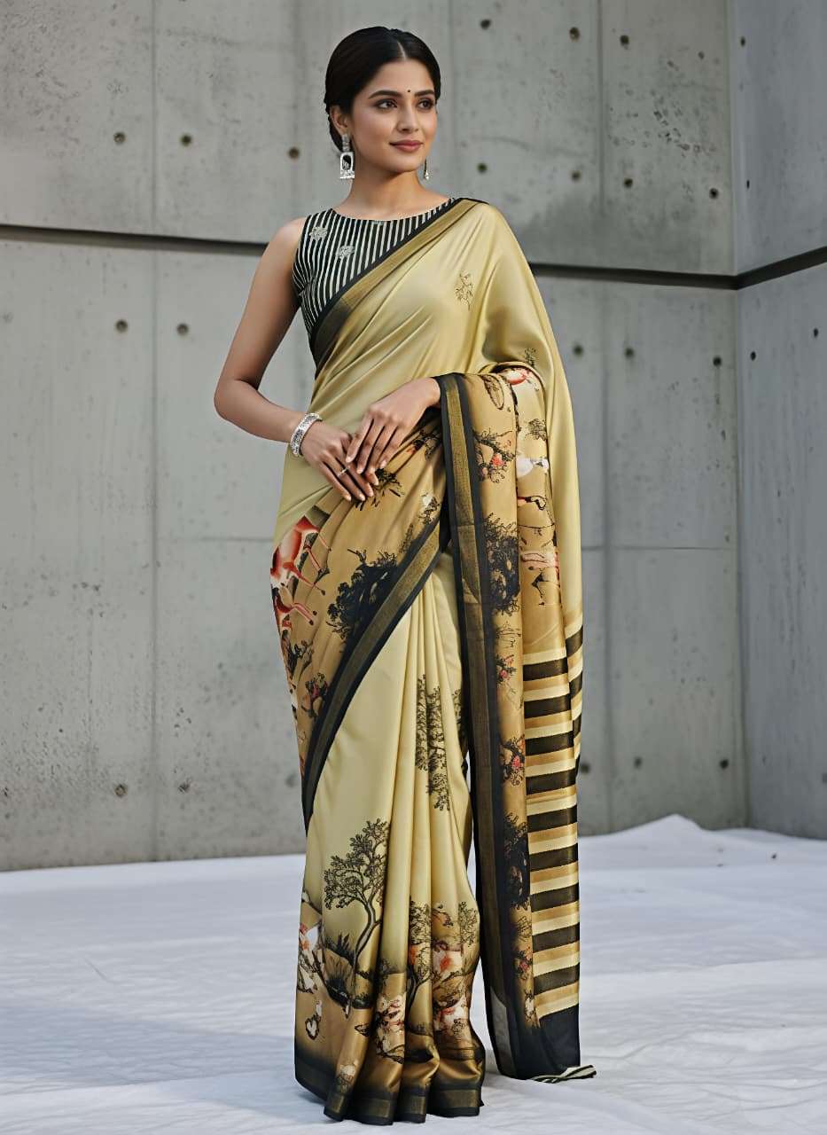 HIRAN HEAVY MUL PURE AND ADRON COTTON FABRIC WITH JUNGLE DIG...