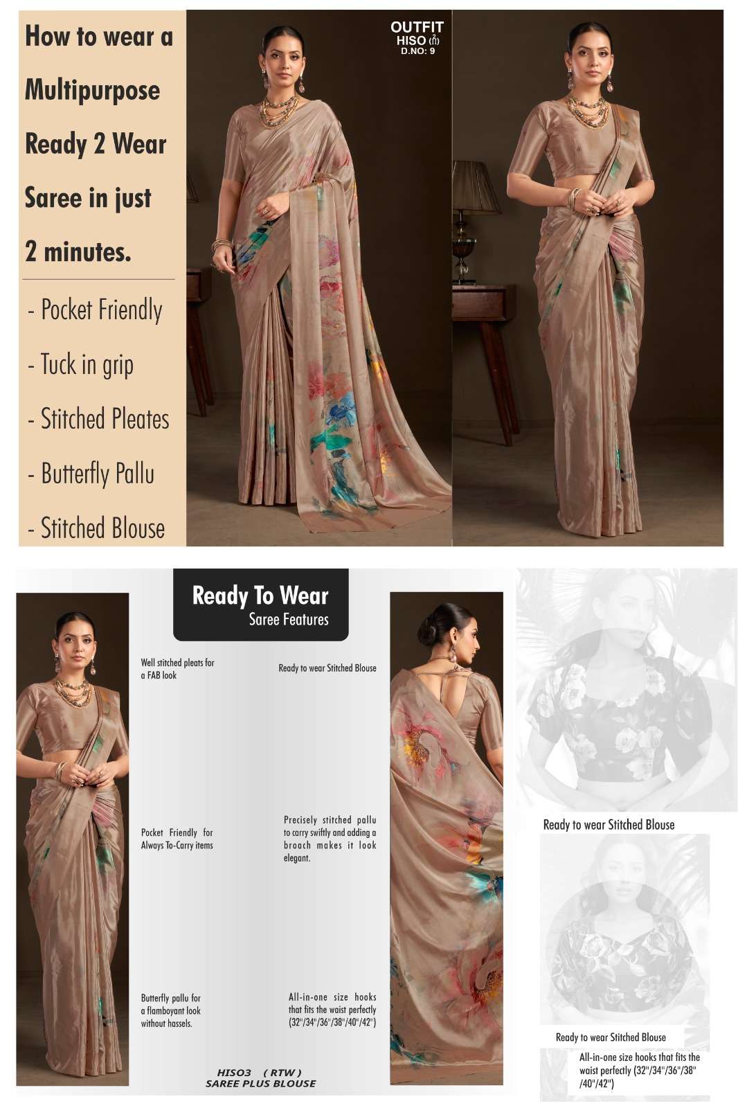 HISO 2 SILK READY TO WEAR 1 MINUTE SAREE COLLECTION MARKET S...