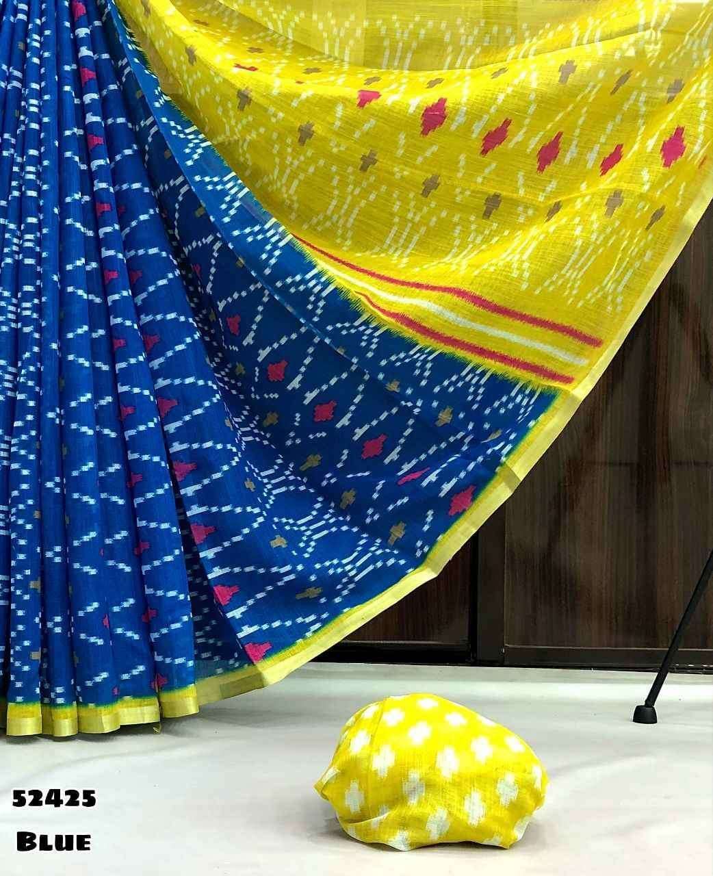 Ikkat designs Pure Soft comfortable Linen Cotton fabric digi...