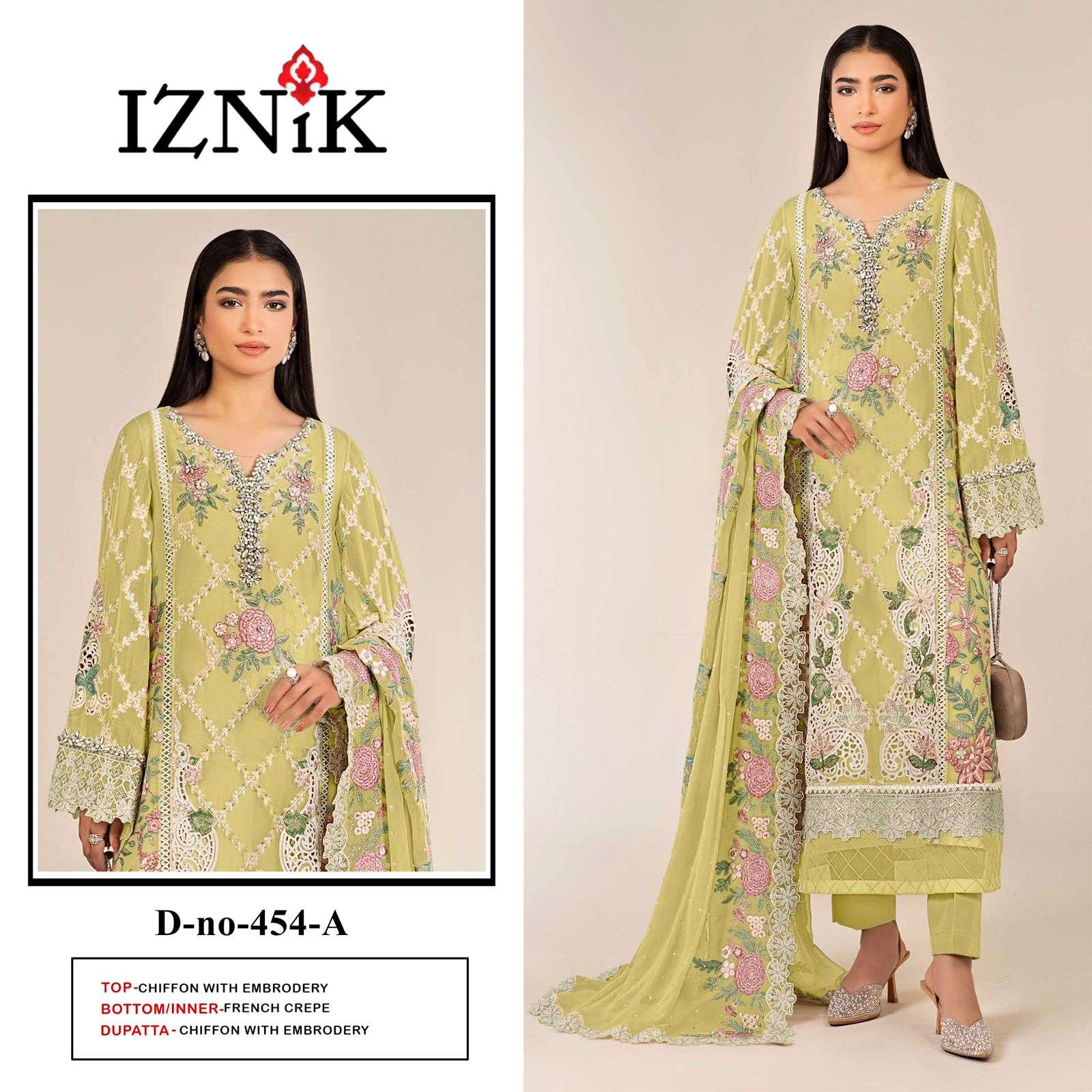 IZNIK FAB A 454 SIFFON HEAVY EMBROIDERY SALWAR SUIT SPECIAL ...