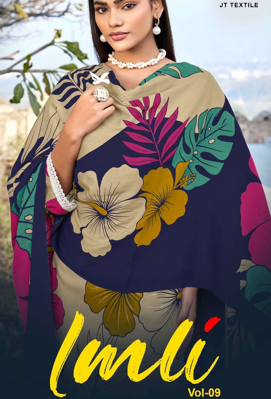 JAMATMAL IMLI VOL 9 RAYON FABRIC GOLD PRINT SALWAR KAMEEZ LO...