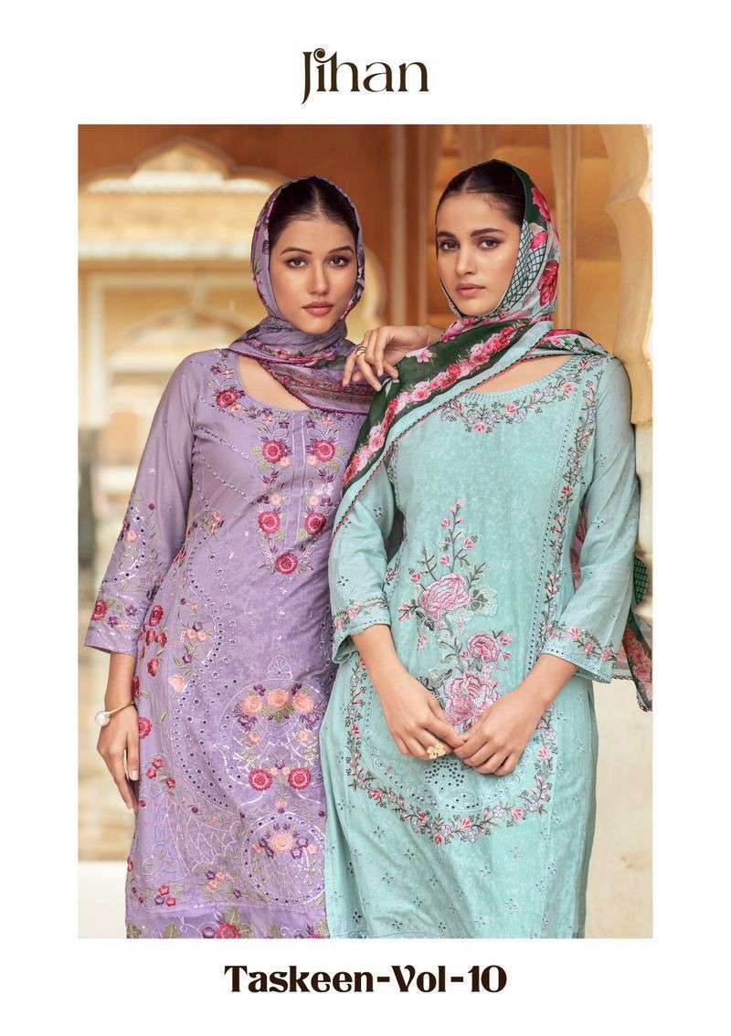 JIHAN TASKEEN VOL 10 COTTON WITH FANCY SELF EMBROIDERY SUIT ...