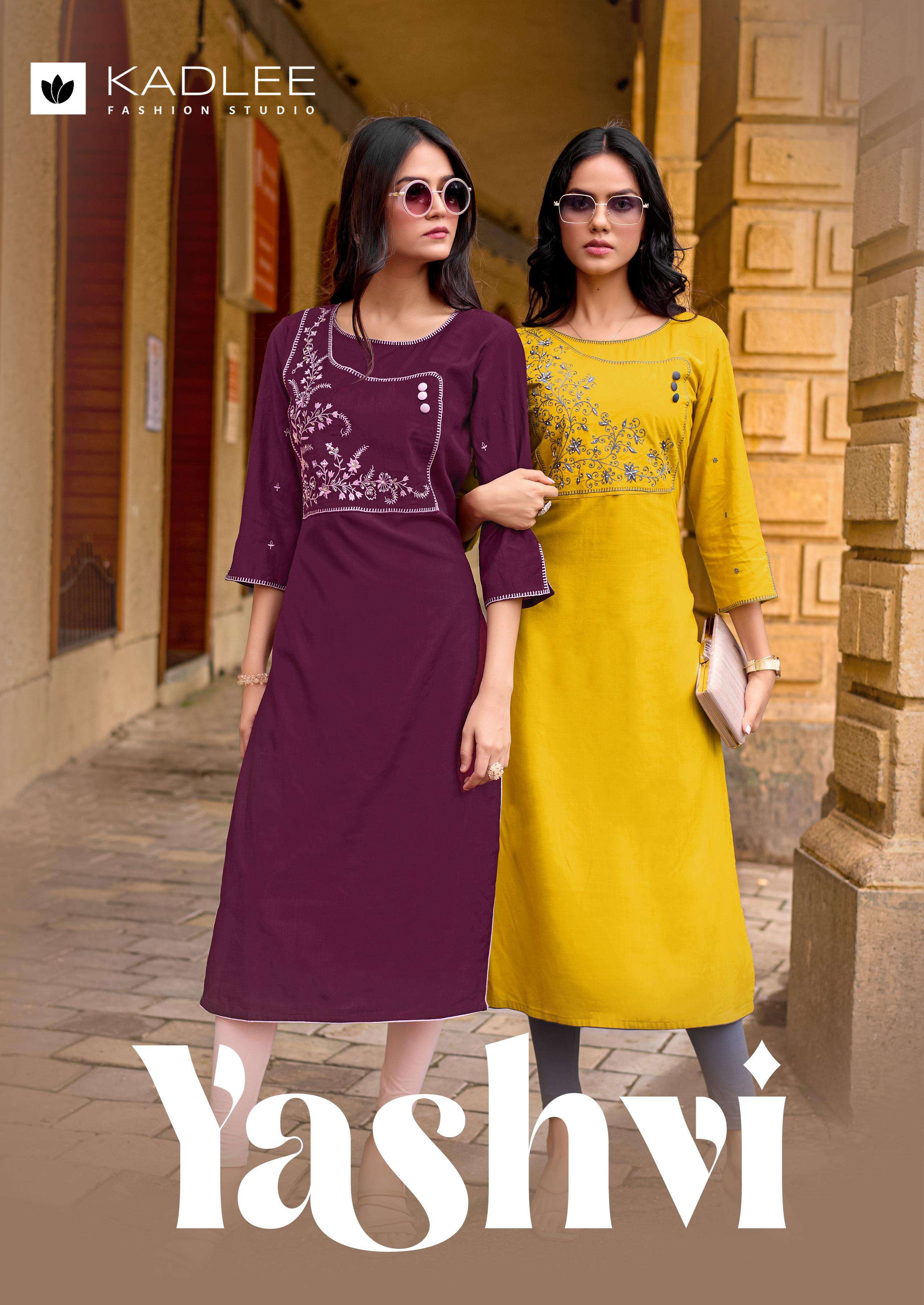 KADLEE YASHVI HEAVY RAYON NECK DESIGNER KURTI FASHION REGULA...