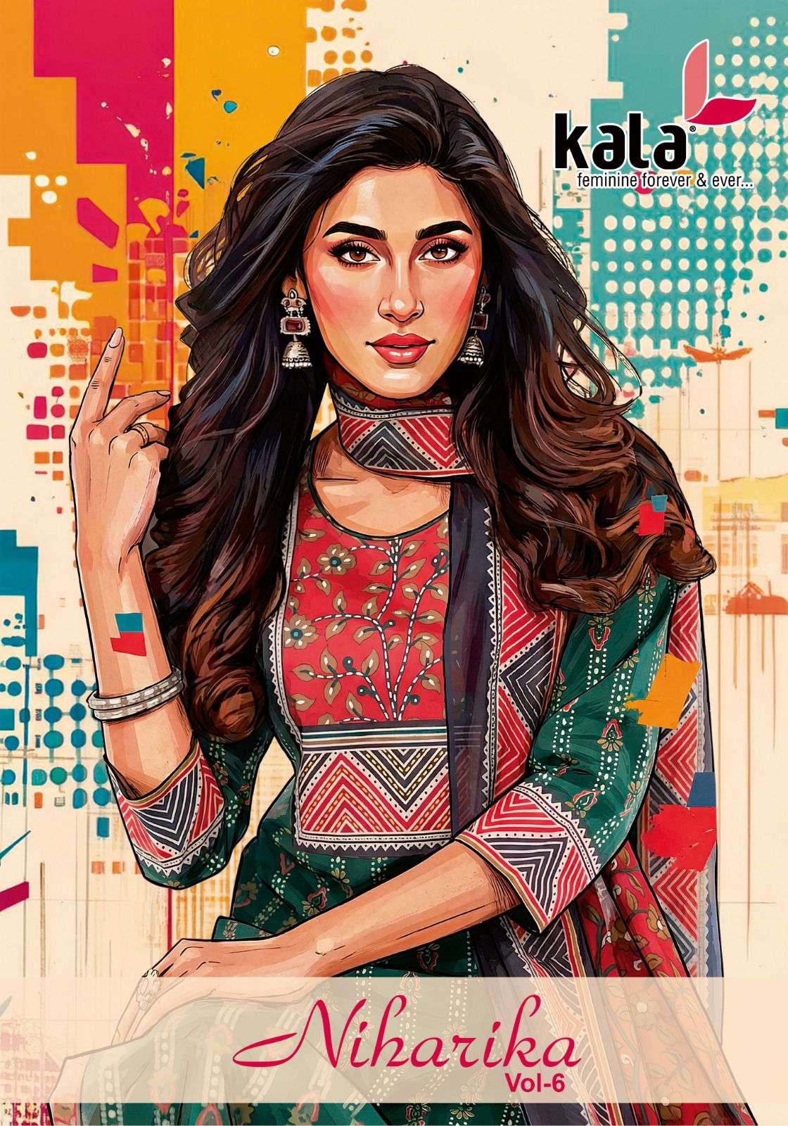 KALA NIHARIKA VOL 6 PURE COTTON WITH NECK DESIGNER SUIT TO F...