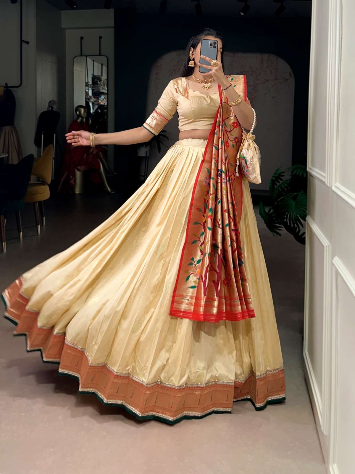 Kamkashi Silk Paithani fabric where traditional meets gracef...