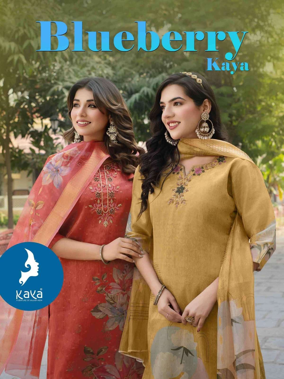 KAYA KURTI BLUE BERRY NEW PATTERN WOMEN 3 PIECE STRAIGHT CUT...