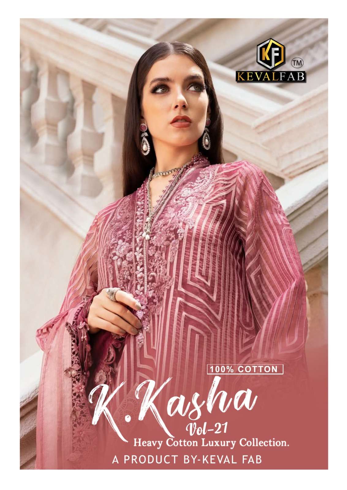 KEVAL FAB K KASHA VOL 21 HEAVY COTTON ELEGANCE PRINT SUIT CL...