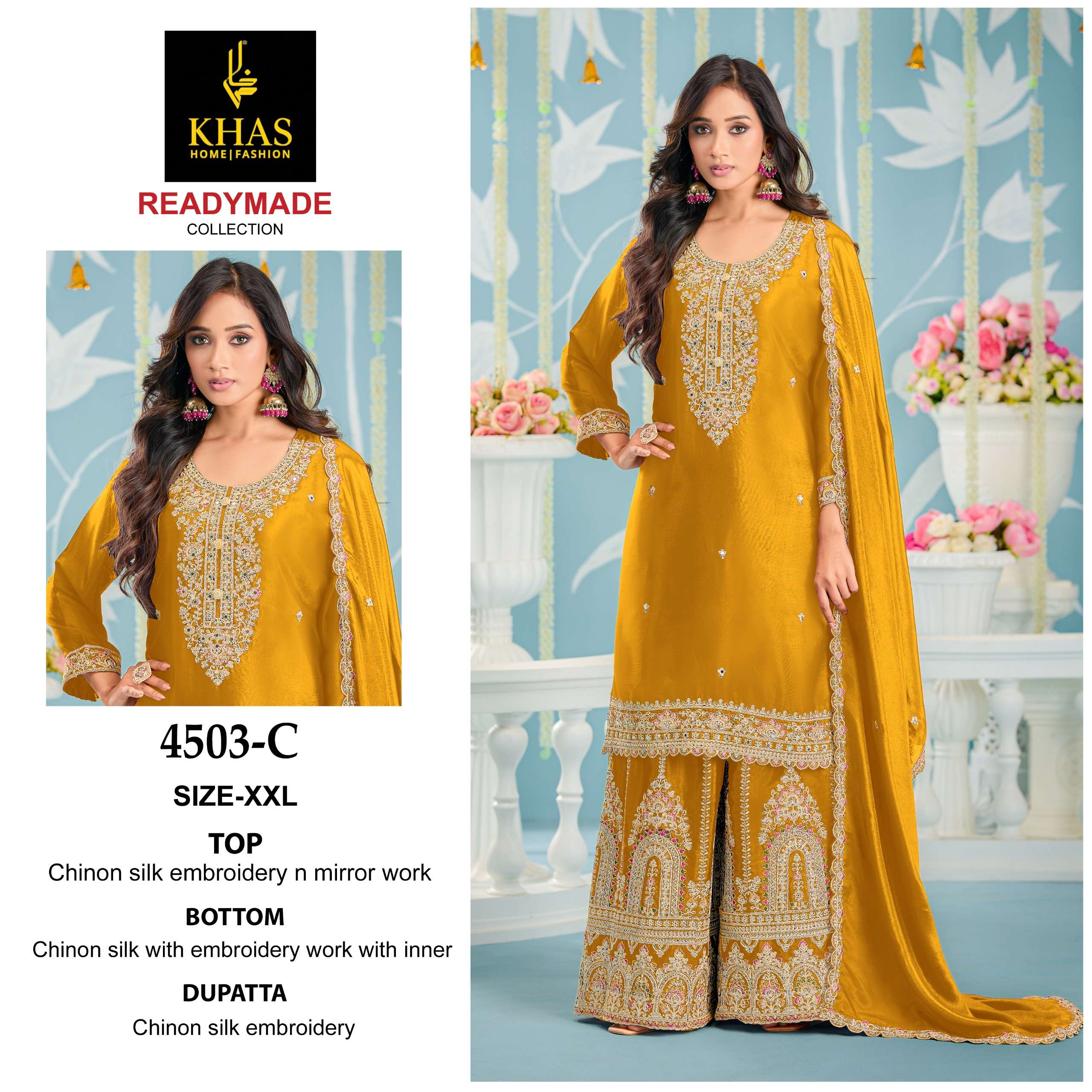 KHAS FASHION READYMADE COLLECTION 4503 SILK HEAVY PALAZZO SU...