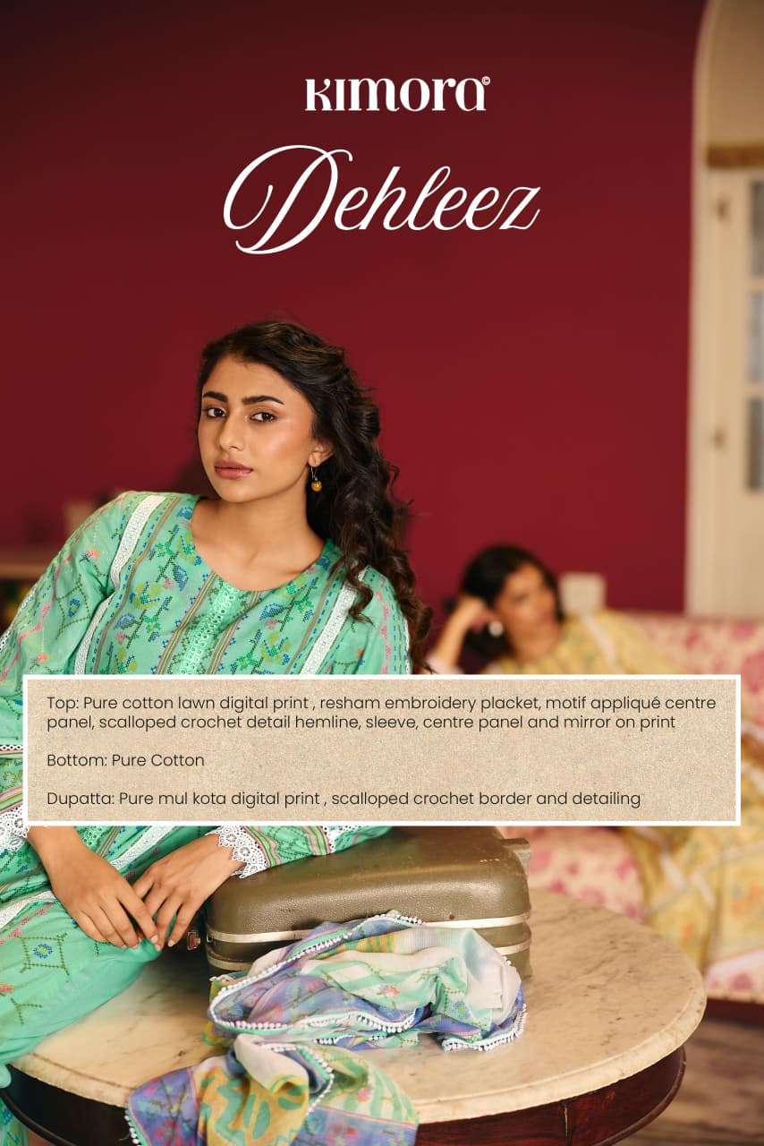 KIMORA SUIT DEHLEEZ 2303 TO 2306 RICH STYLISH COTTON LAWN PR...