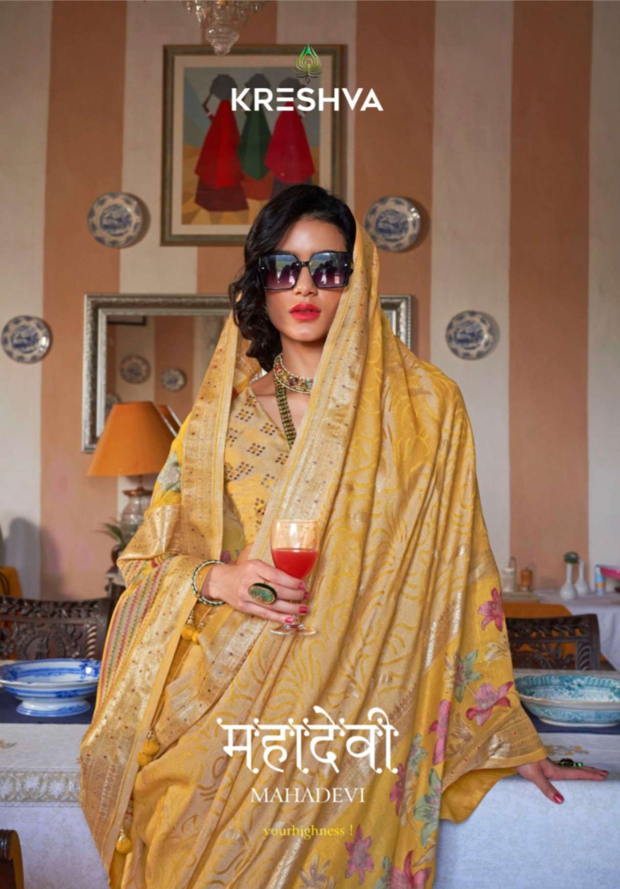 KRESHVA MAHADEVI LUXURY P.V. GEORGETTE WITH BURNOUT FANCY DE...