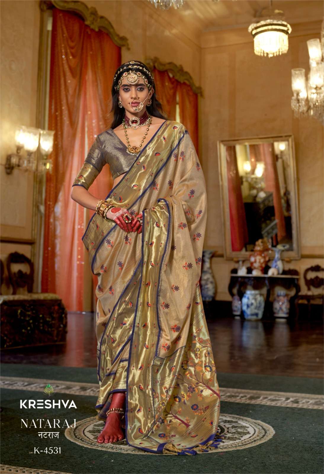 Kreshva Nataraj 4527 To 4532 Tissue Silk Organza With Weavin...