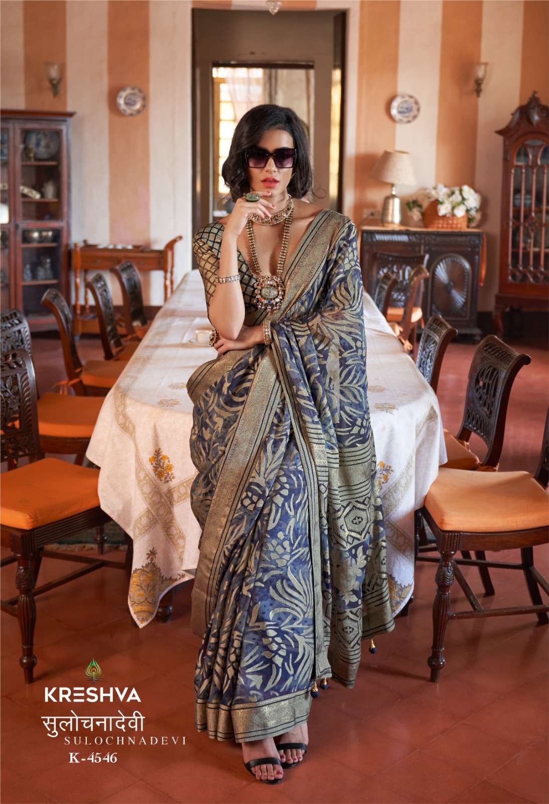  KRESHVA SULOCHNADEVI LUX P.V. GEORGETTE WITH BURNOUT FANCY ...