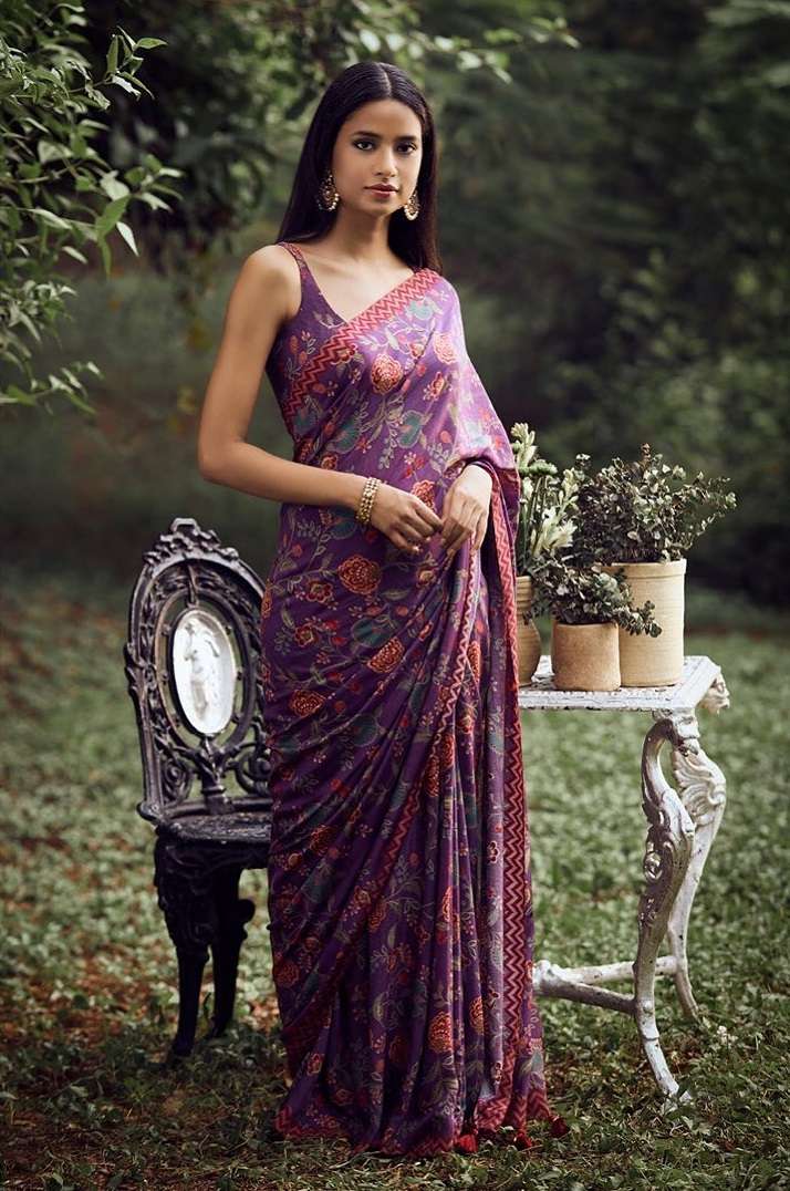  KT 174 HEVY SOFTY SILK FABRIC DIGITAL PRINT WITH PAIPING LA...