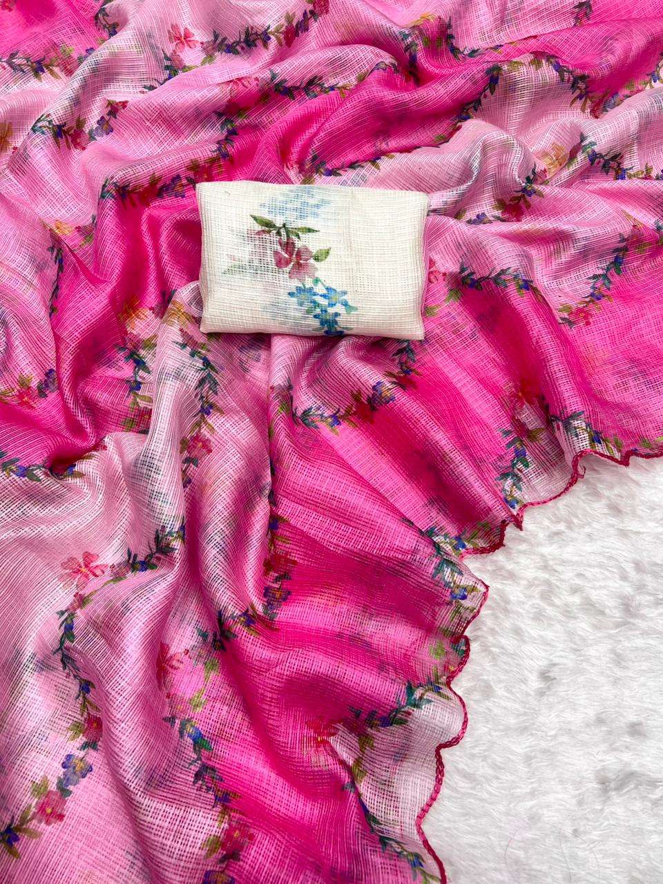 level up Summer Special Collection Kota Silk fabric With Cut...
