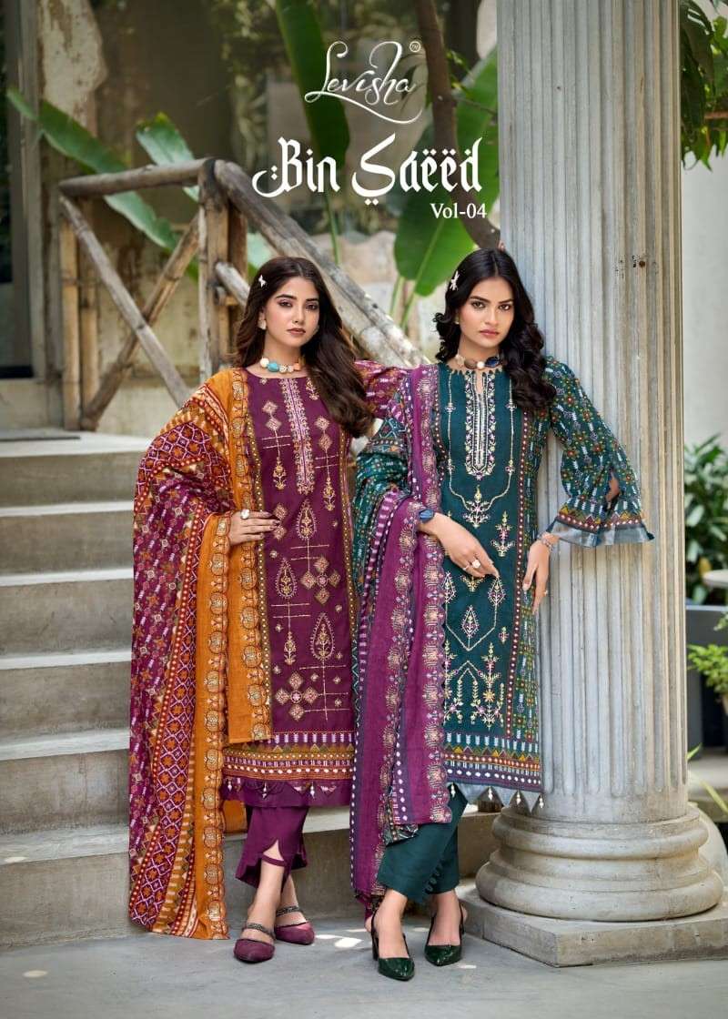 LEVISHA BINSAEED NX 4 LAWN COTTON PAKISTANI STYLE 3 PIECE SU...