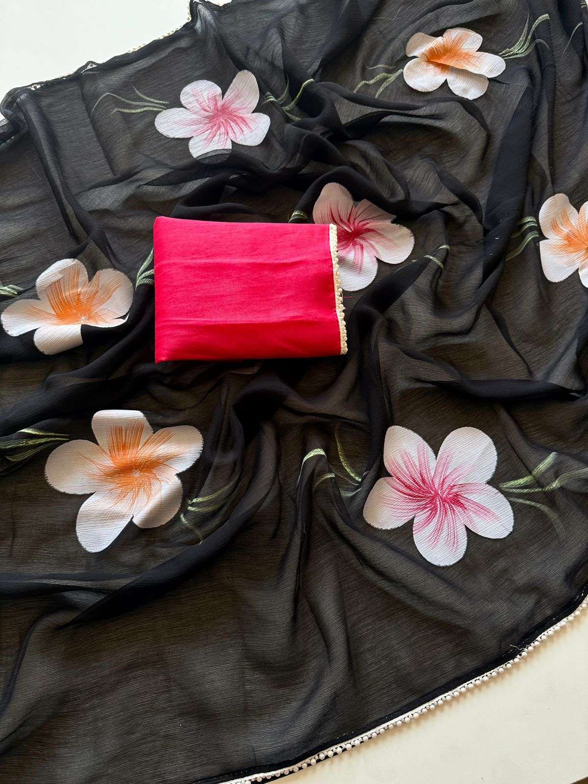 Lily in black soft and sophisticated chiffon fabric With bea...