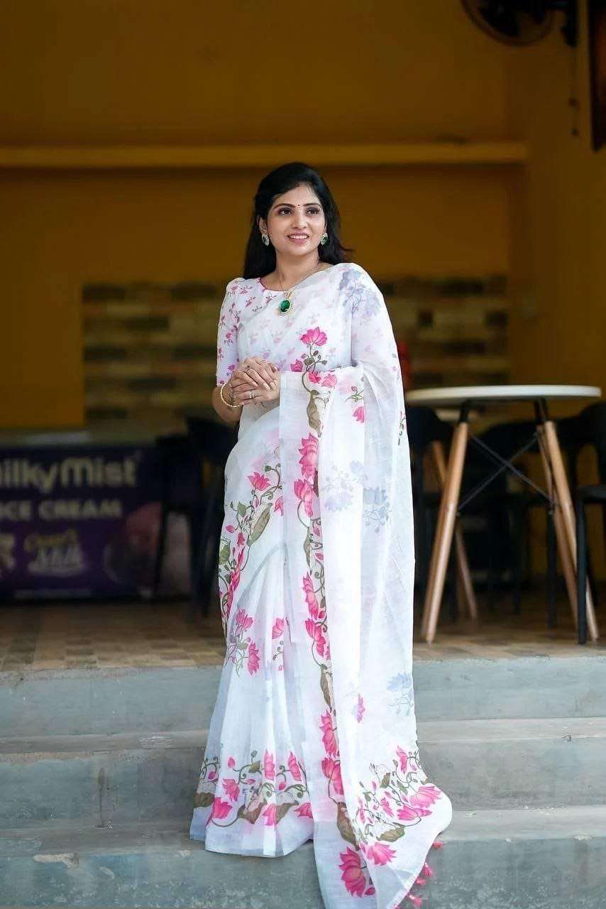 Lotus & Cow Pure and Quality Linen fabric with beautiful and...