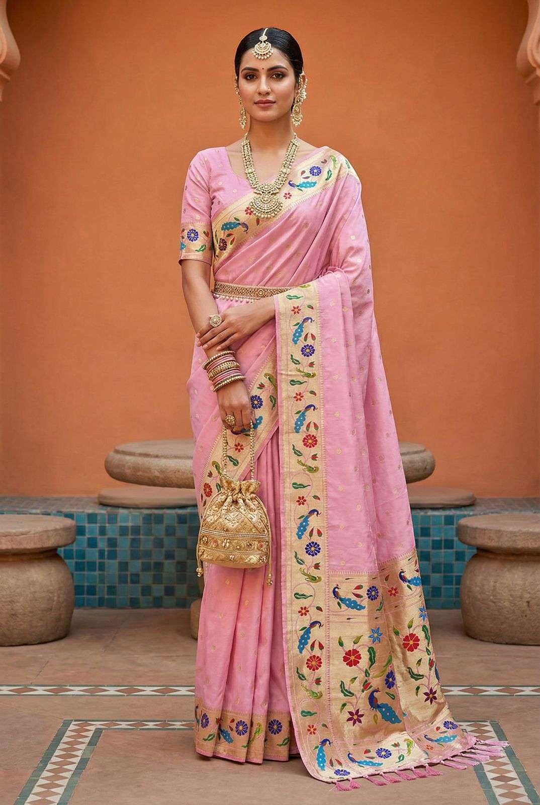 Lotus Paithani Vol 2  Soft Pethani silk fabric with zari wea...
